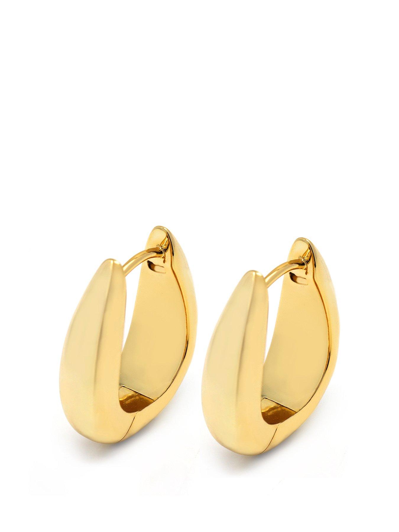 Product photograph of Say It With 17 5mm Chunky Tear Drop Hoop Earrings - Yellow Gold from very.co.uk