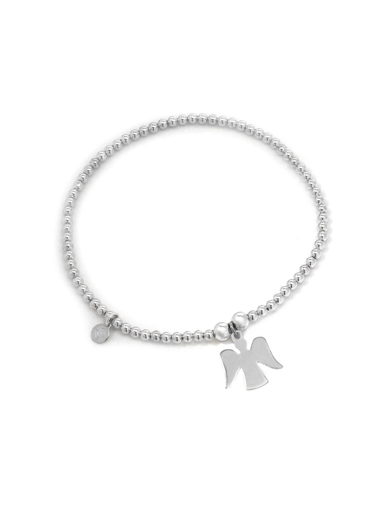 Product photograph of Say It With Mini Guardian Angel Ball Bracelet - Sterling Silver - Baby from very.co.uk