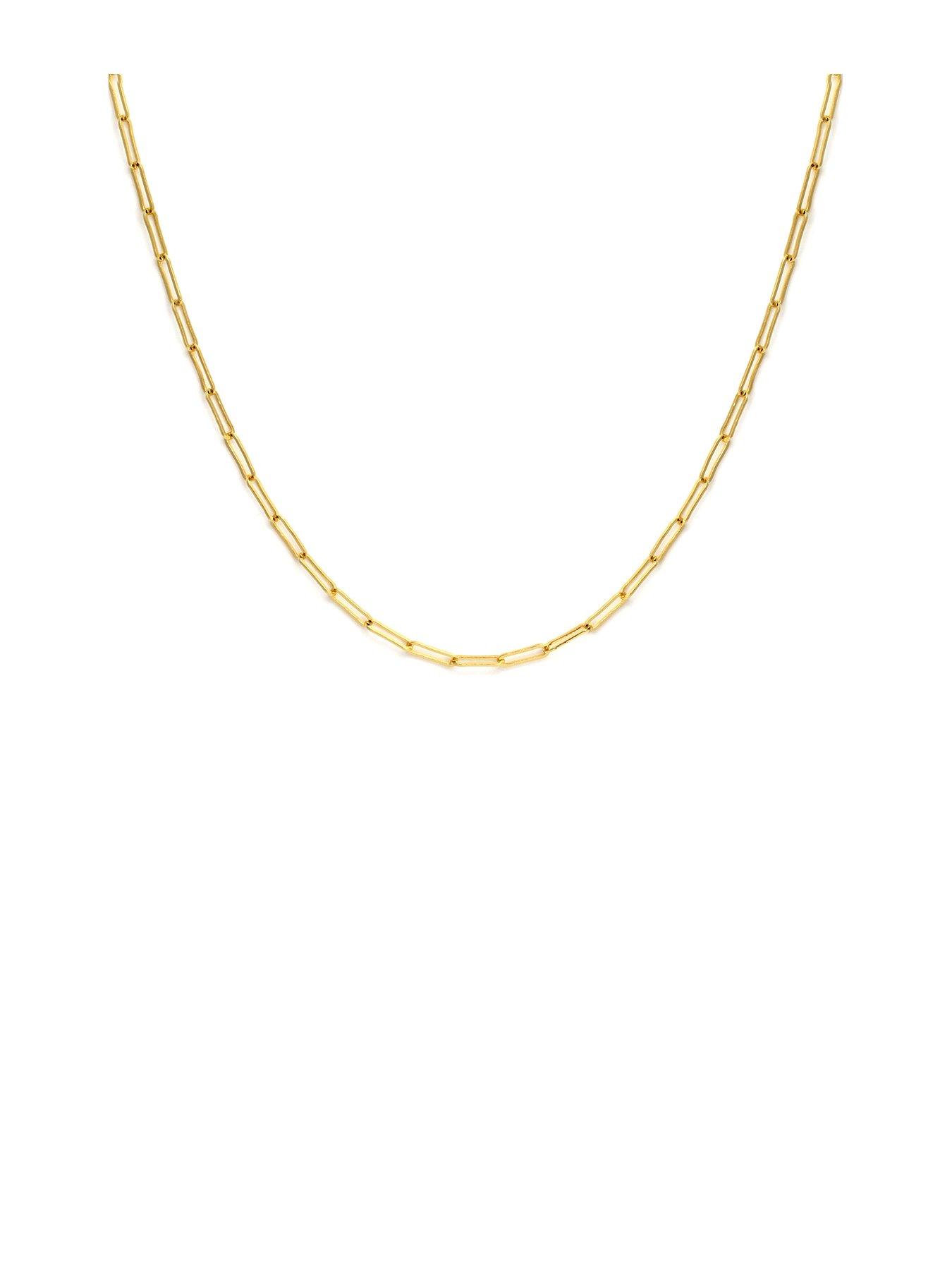Product photograph of Say It With Paper Clip Chain Necklace - Yellow Gold from very.co.uk