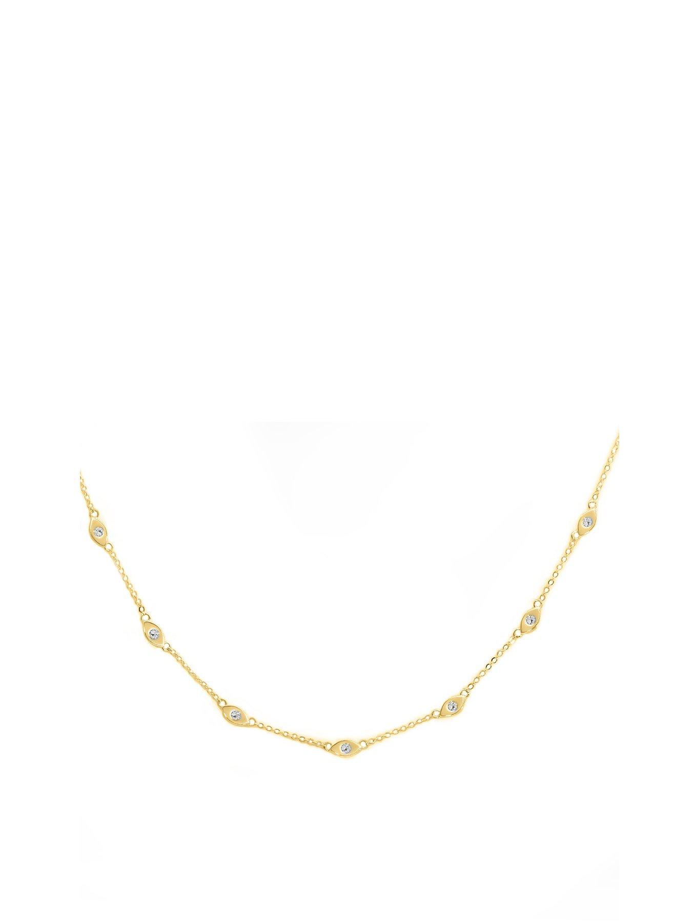 Product photograph of Say It With Evil Eye Charm Necklace - Yellow Gold from very.co.uk