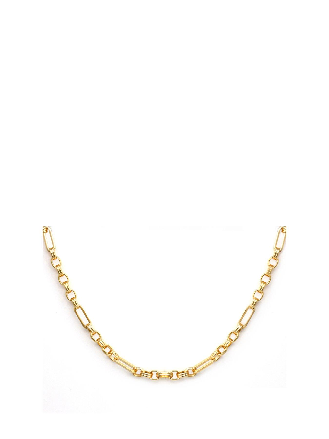 Product photograph of Say It With Figaro Necklace - Yellow Gold from very.co.uk