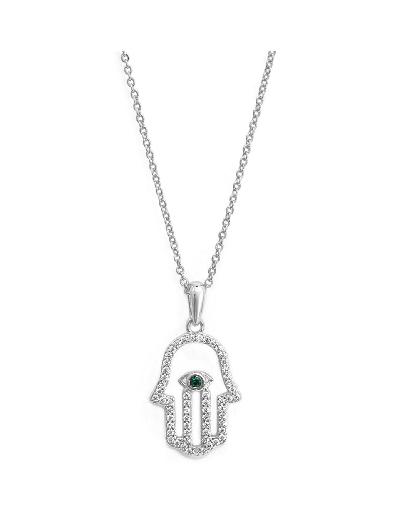 Product photograph of Say It With Hamsa Necklace - Silver from very.co.uk