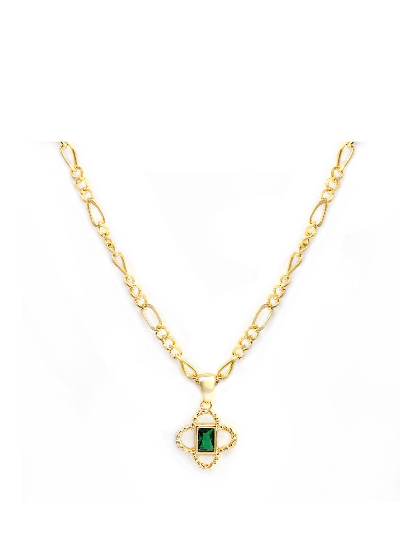 Product photograph of Say It With Clover Pendant Necklace - Yellow Gold from very.co.uk