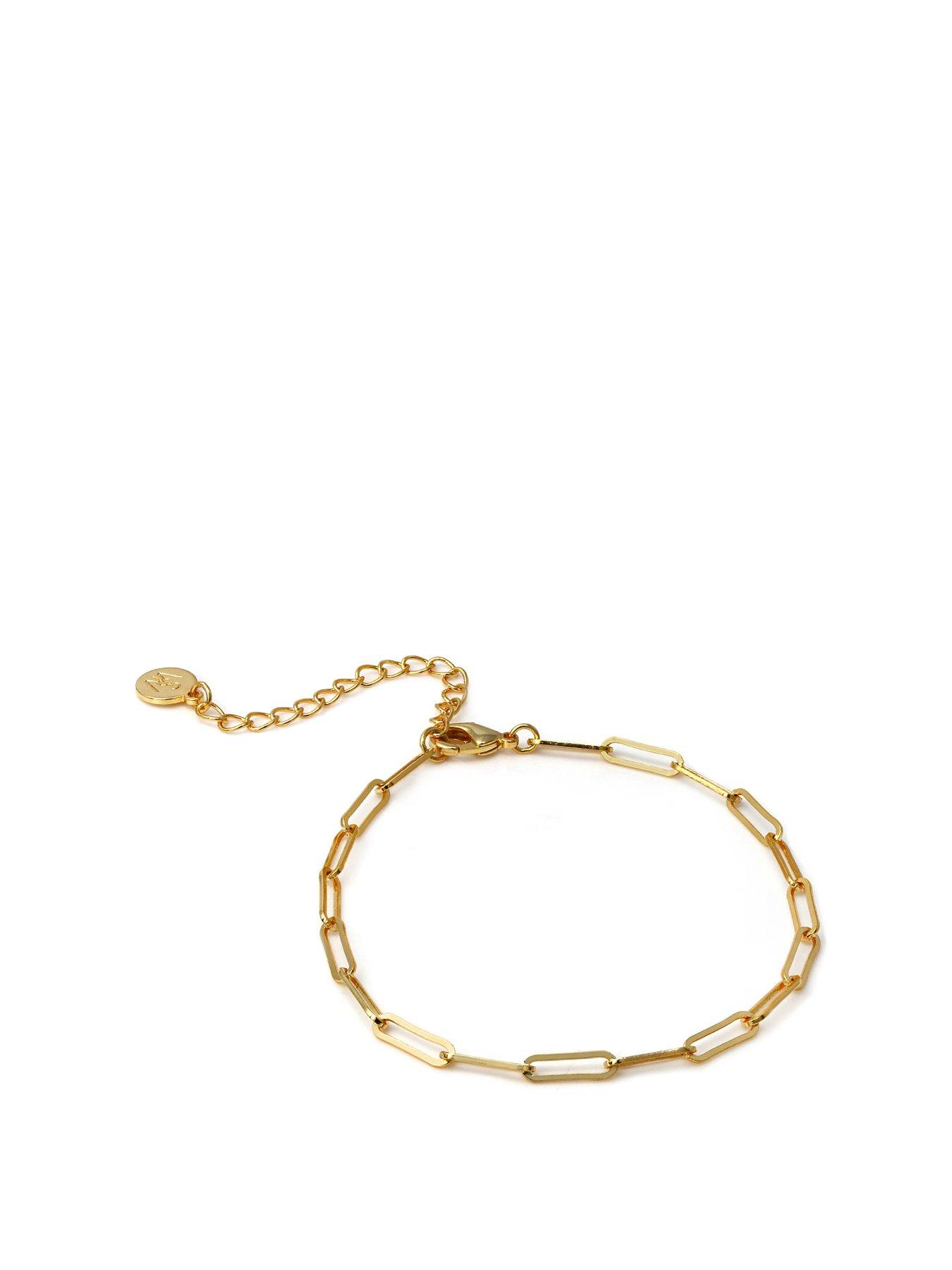 Product photograph of Say It With Paper Clip Link Bracelet - Yellow Gold from very.co.uk