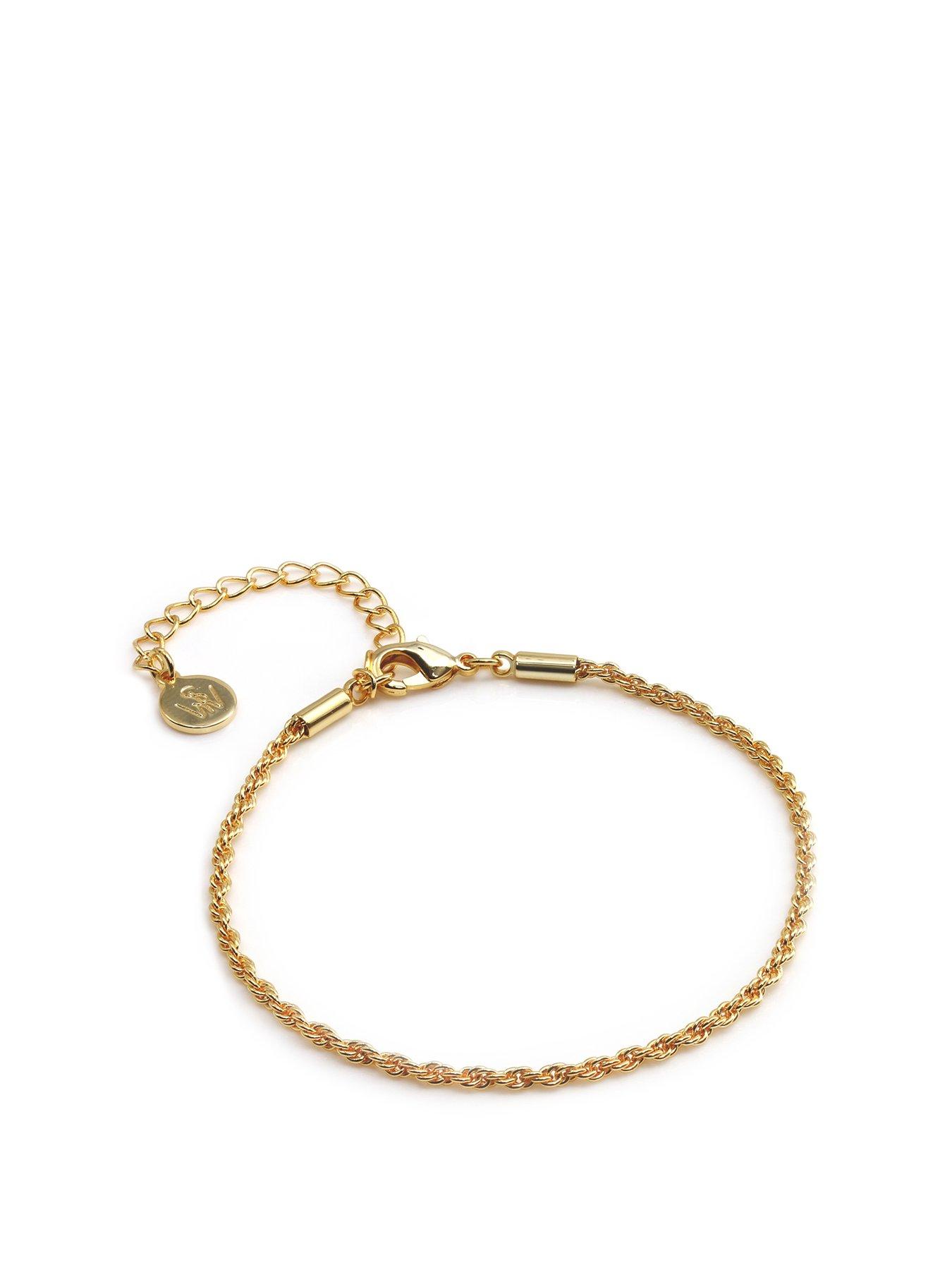 Product photograph of Say It With Rope Chain Bracelet - Yellow Gold from very.co.uk