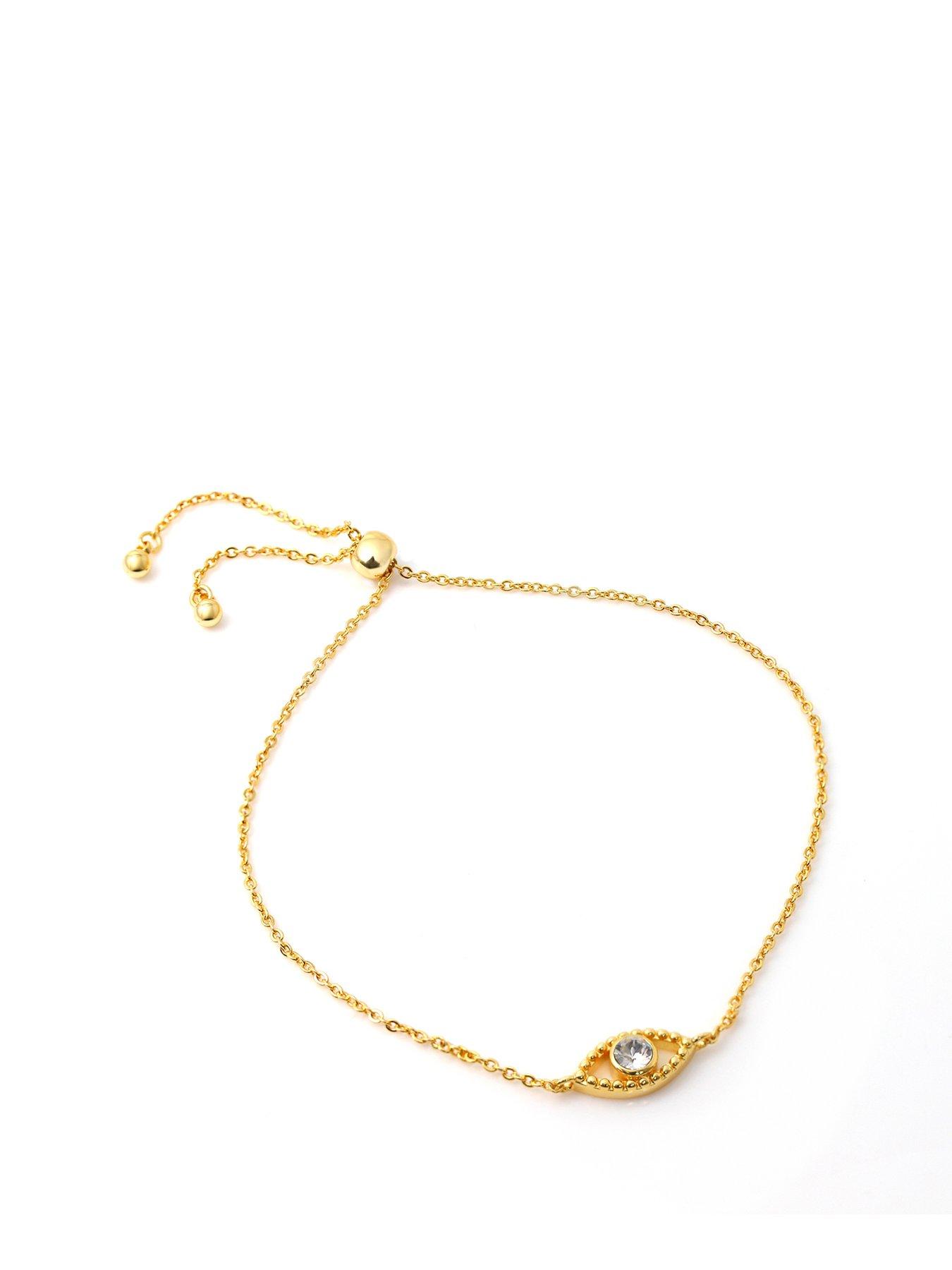 Product photograph of Say It With Cable Chain Evil Eye Bracelet - Yellow Gold from very.co.uk