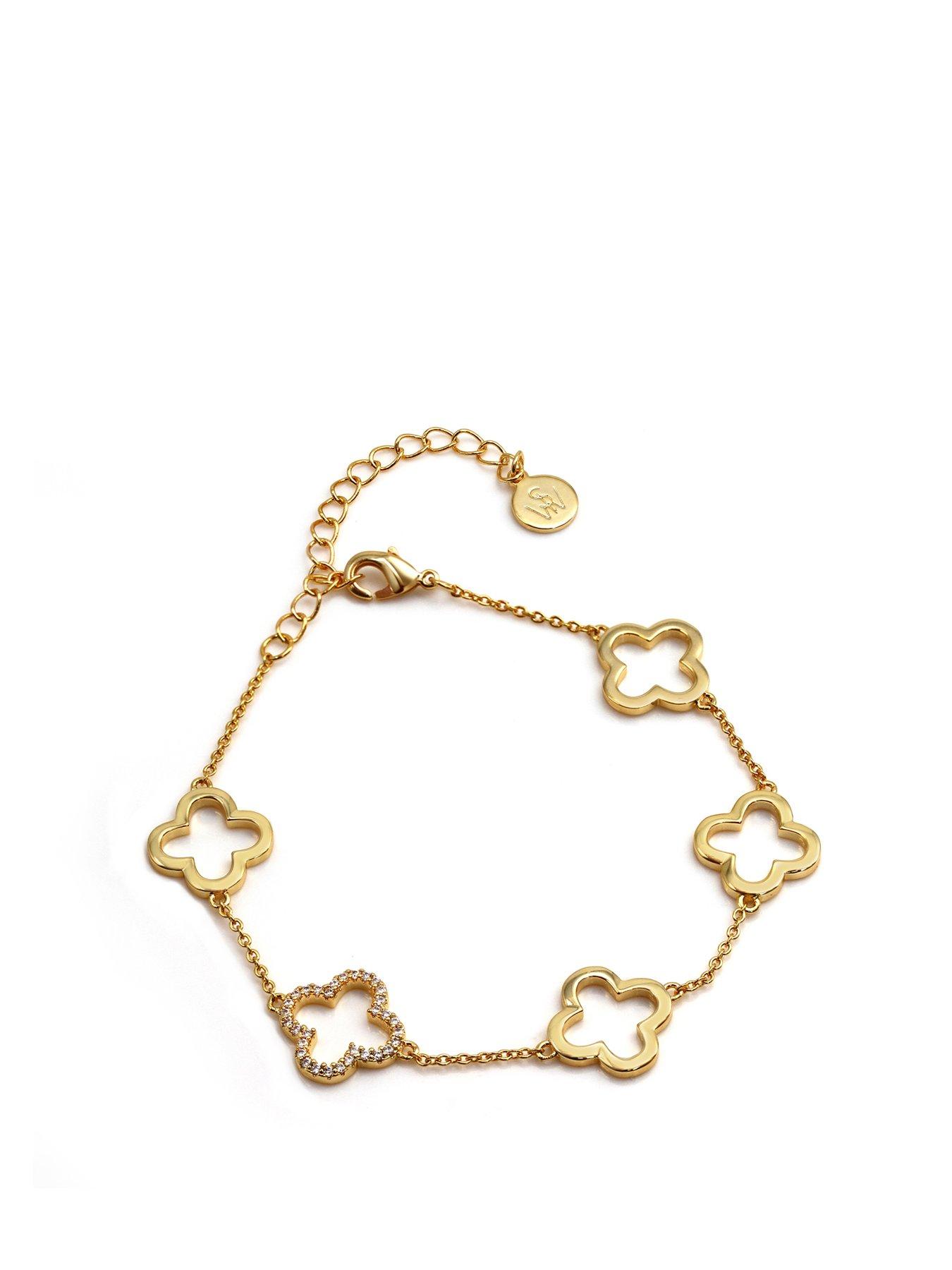 Product photograph of Say It With Clover Bracelet - Yellow Gold from very.co.uk