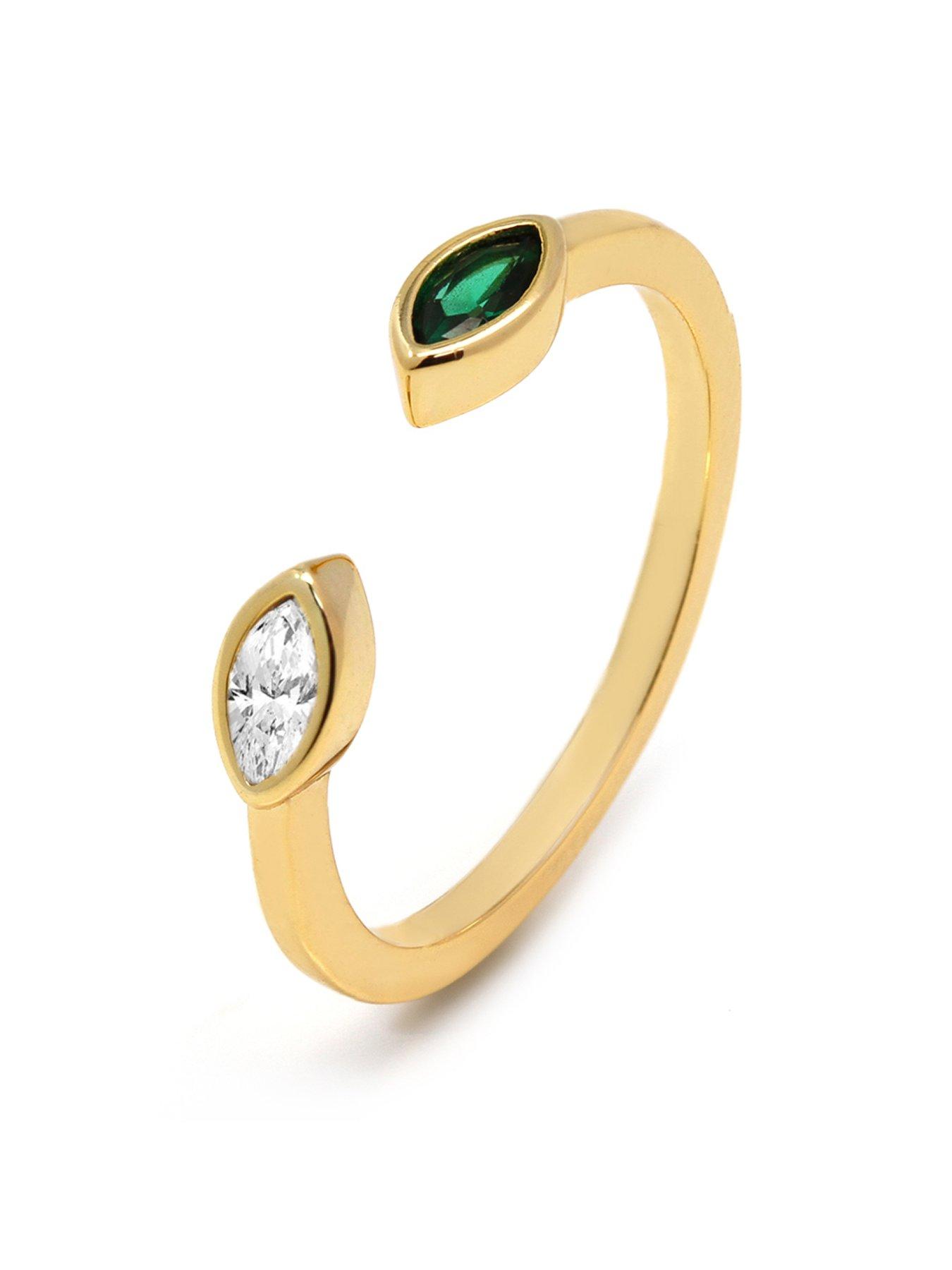 Product photograph of Say It With Evil Eye Open Cz Ring - Yellow Gold from very.co.uk