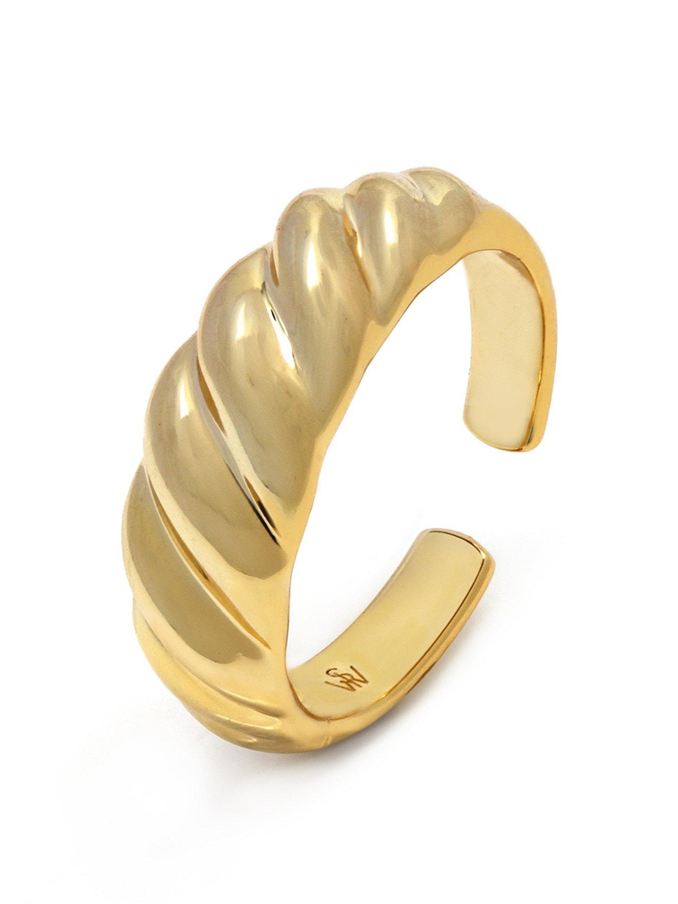 Product photograph of Say It With Croissant Ring - Yellow Gold from very.co.uk