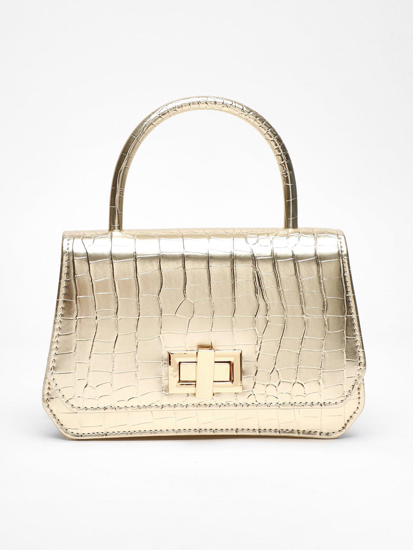 Quiz Gold Croc Print Bag | Very.co.uk