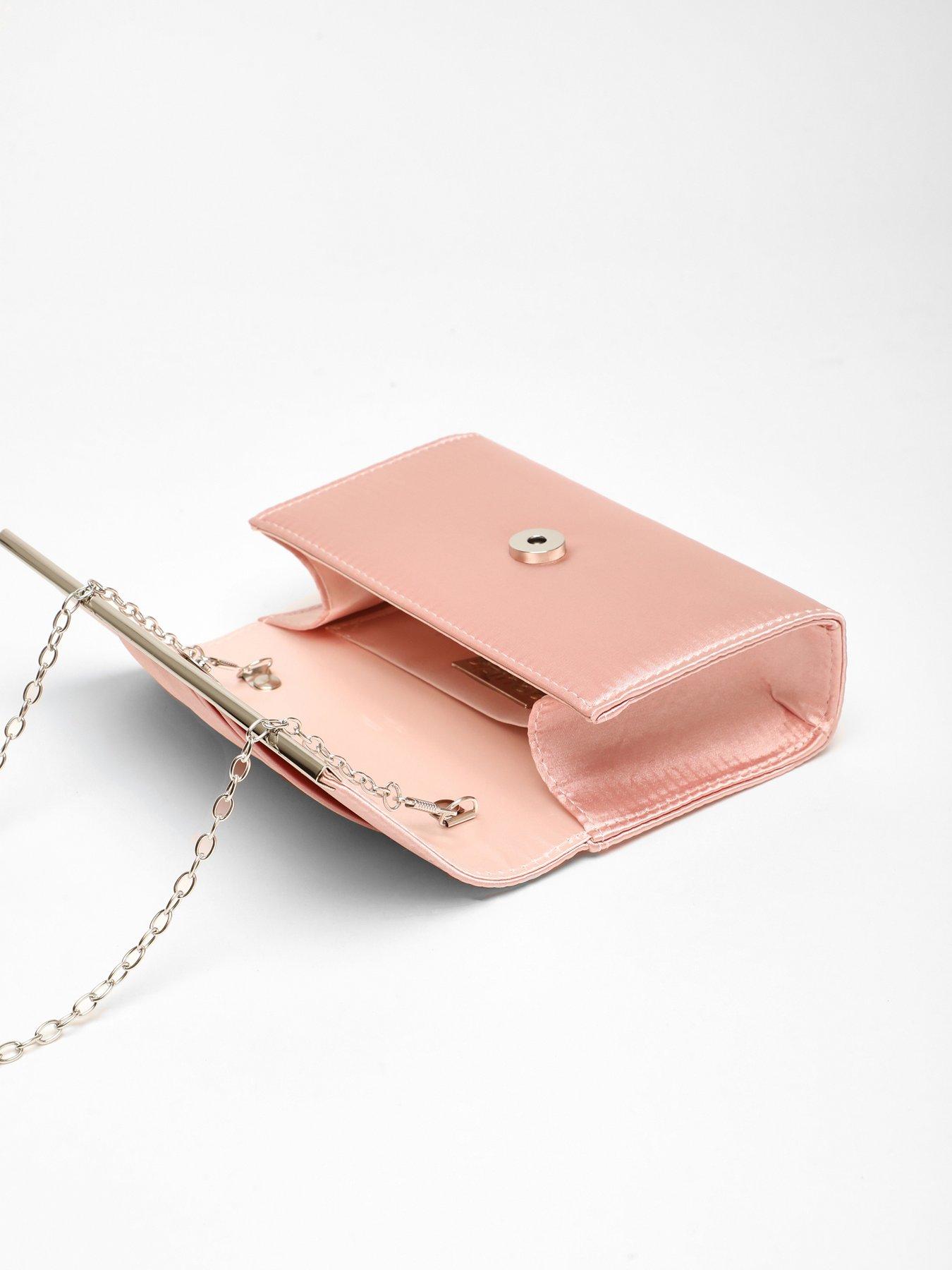 Pale pink satin clutch bag sale