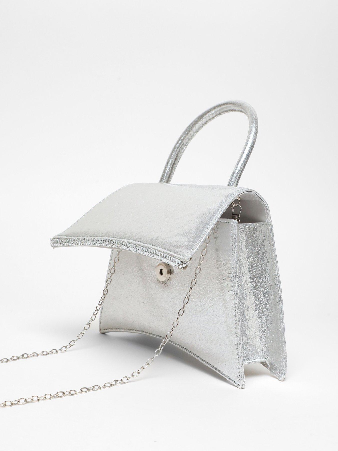 Image 4 of 4 of Quiz Silver Diamante Trim Mini Tote Bag