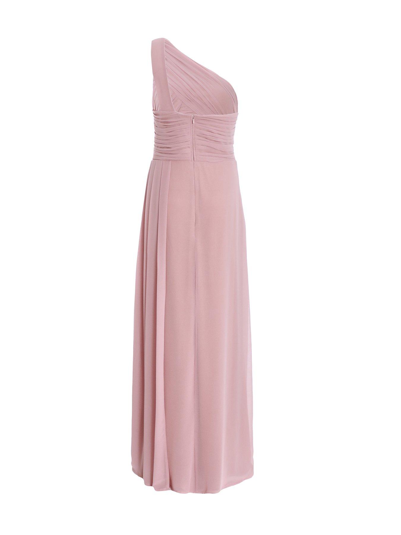 Quiz Pink One Shoulder Chiffon Maxi Dress | Very.co.uk