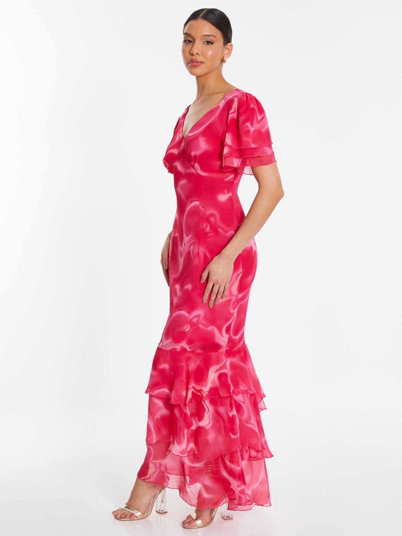 Quiz Pink Swirl Print Chiffon Maxi Dress | Very.co.uk