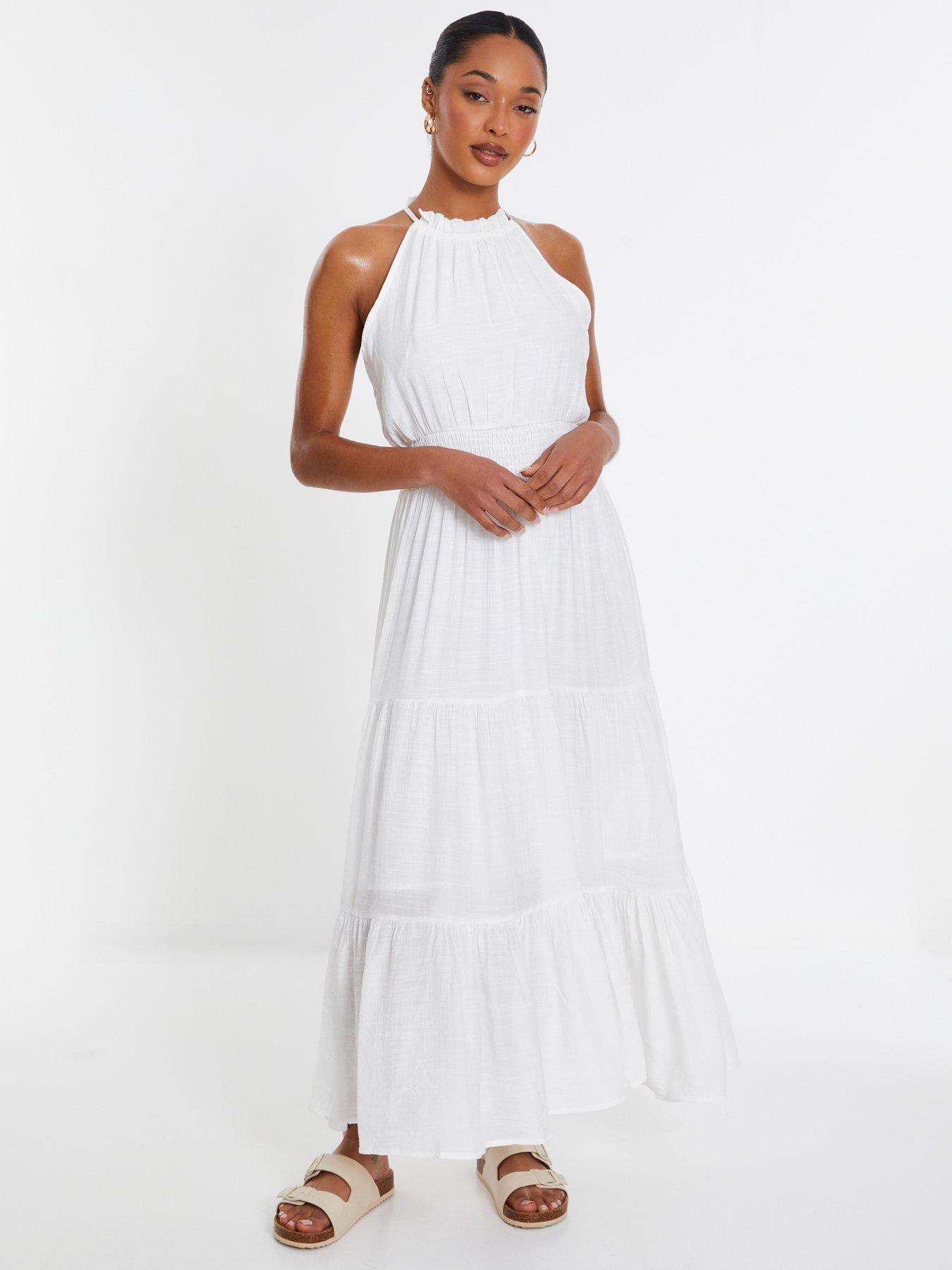 Quiz White Halter Neck Maxi Dress | Very.co.uk