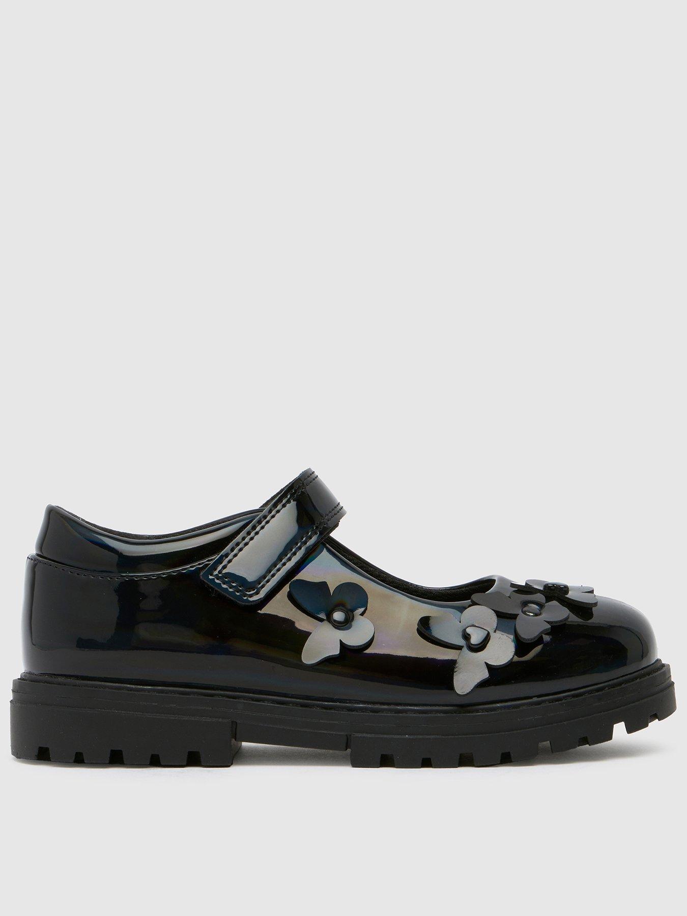 Schuh Lush Feature Butterfly Junior Patent Shoes - Black
