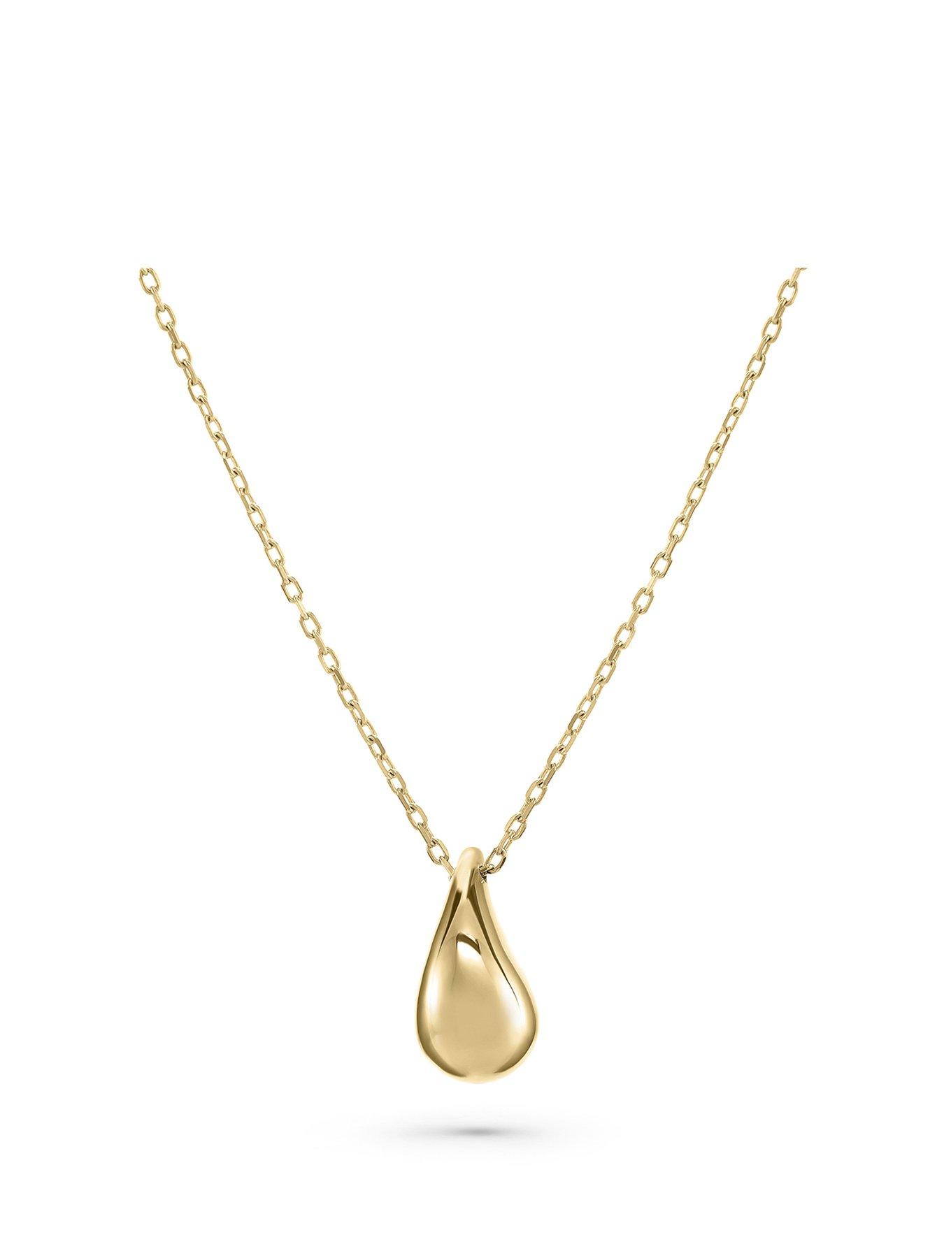 undefined 9ct Yellow Gold Teardrop Necklace