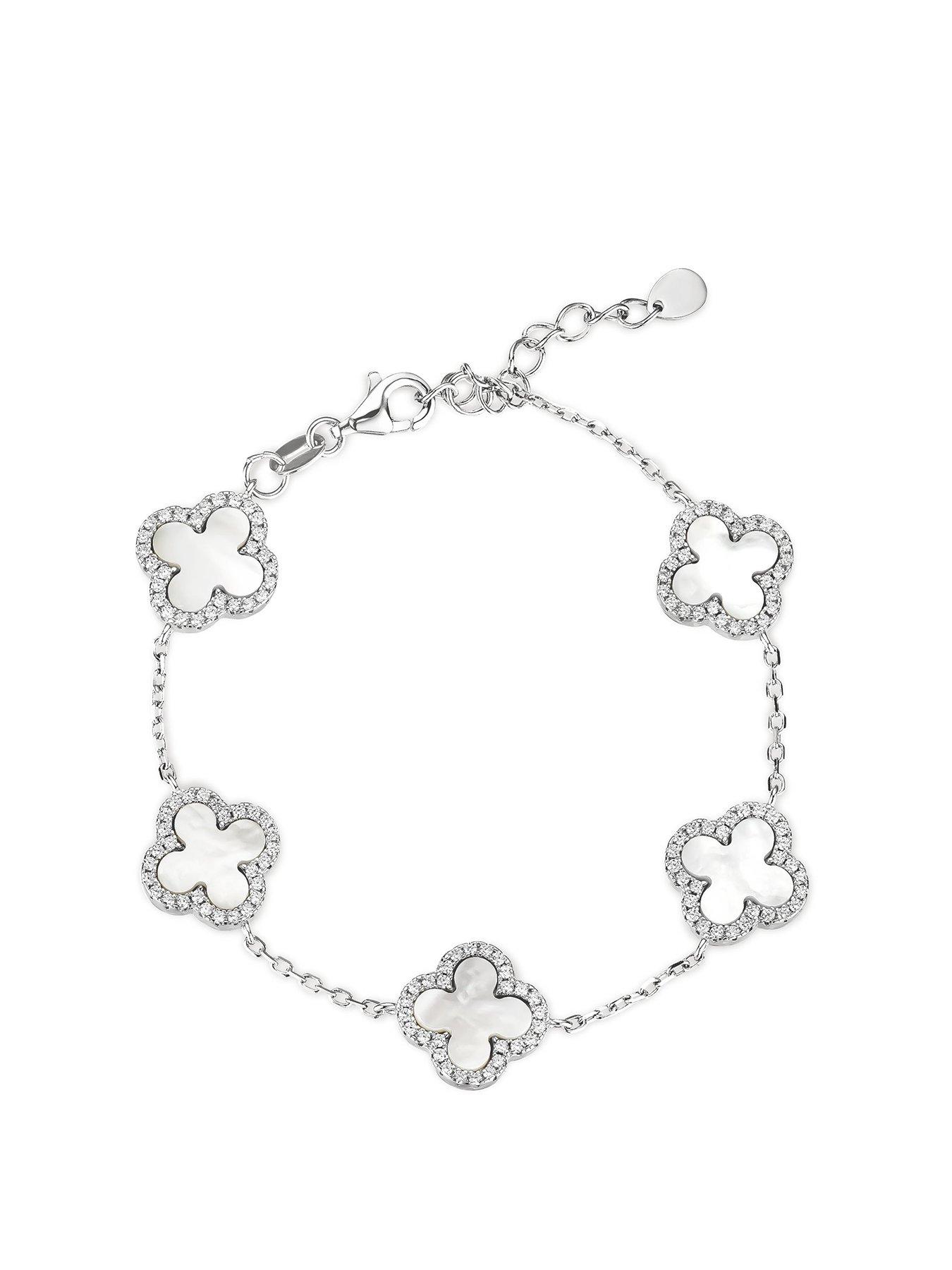 undefined Silver Cubic Zirconia Clover Bracelet