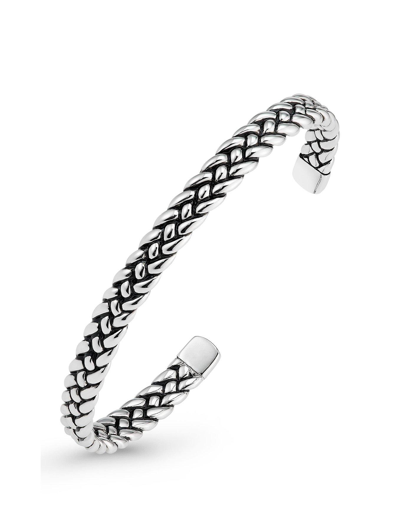 Silver Braid Torque Men s Bangle