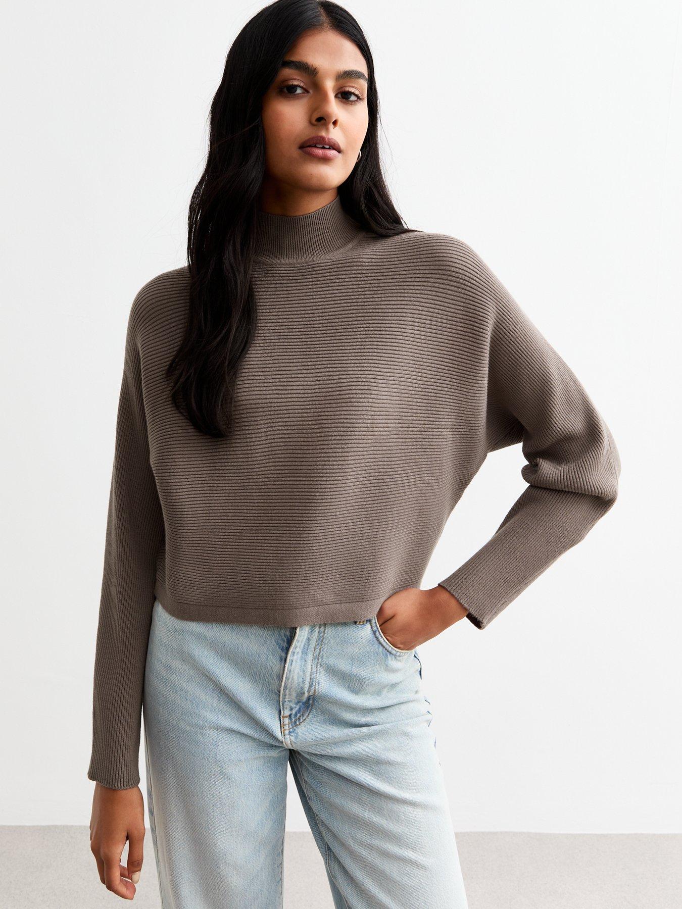 undefined Mink Rib Knit Crop Jumper