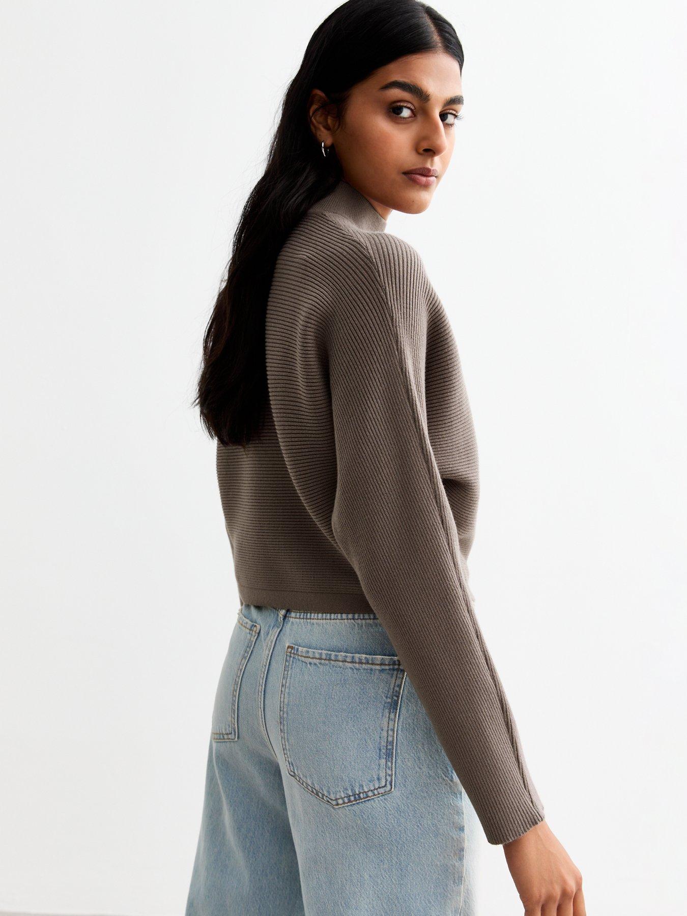 Image 2 of 4 of New Look Mink Rib Knit Crop Jumper