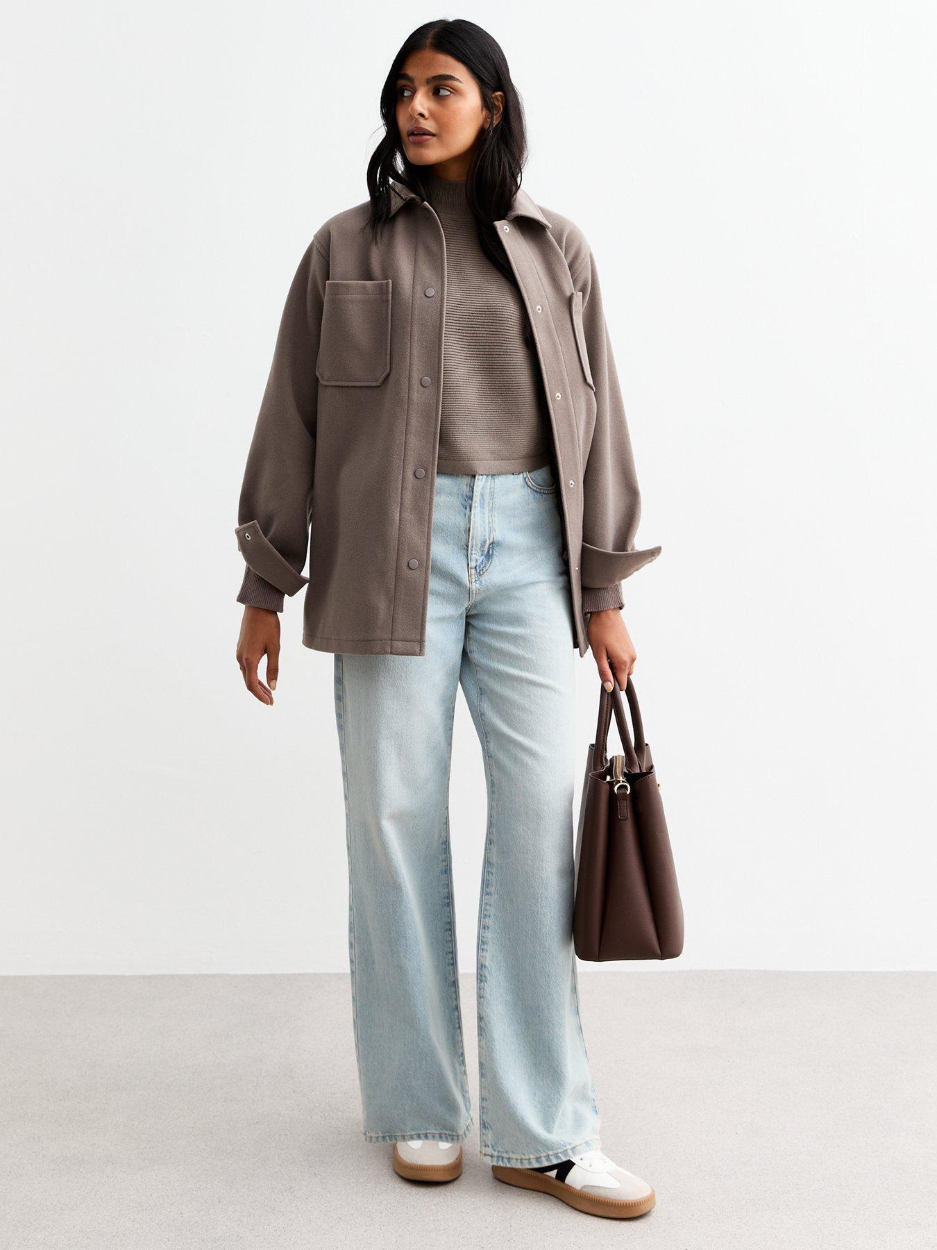 Image 3 of 4 of New Look Mink Rib Knit Crop Jumper