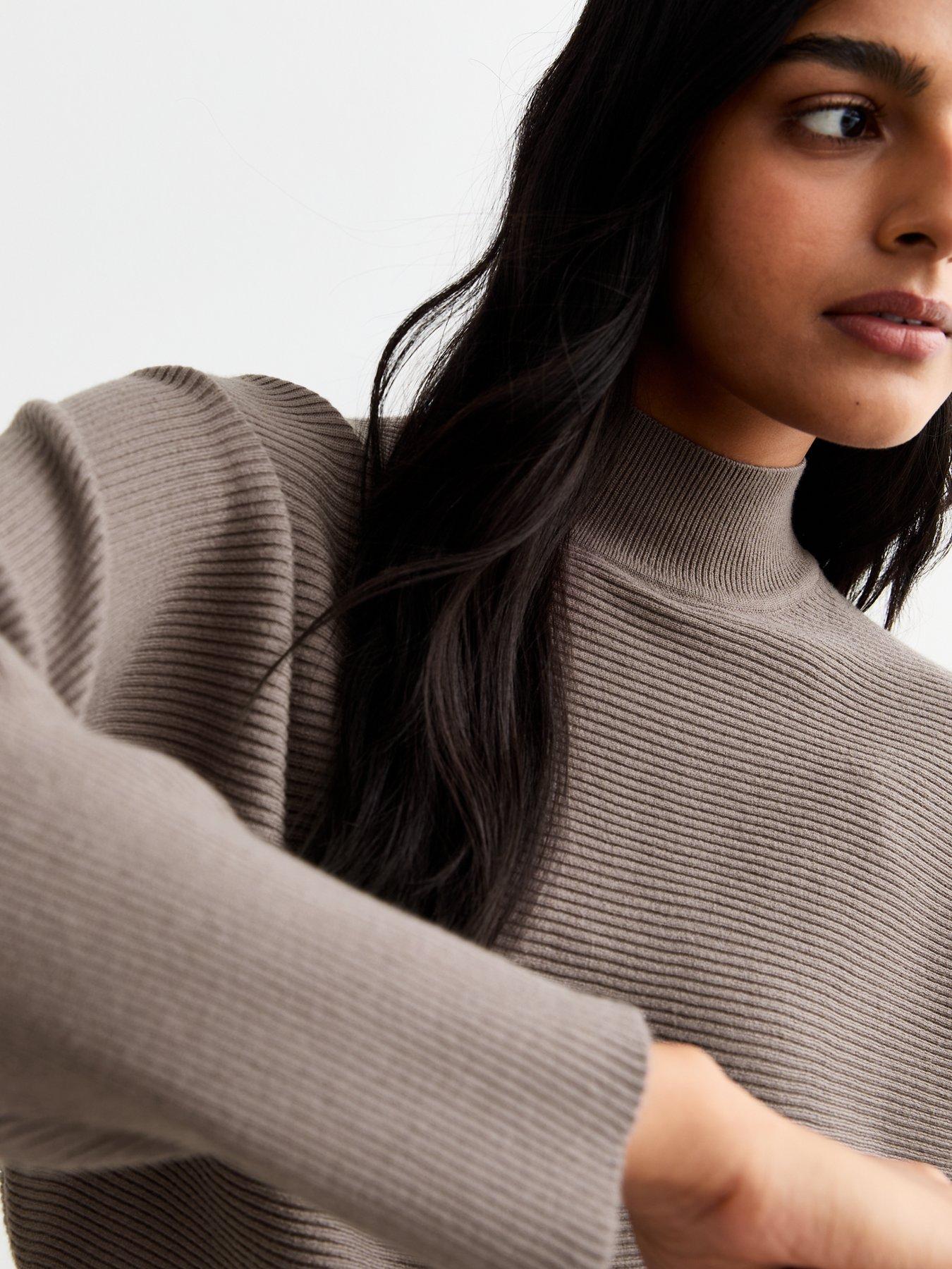 Image 4 of 4 of New Look Mink Rib Knit Crop Jumper
