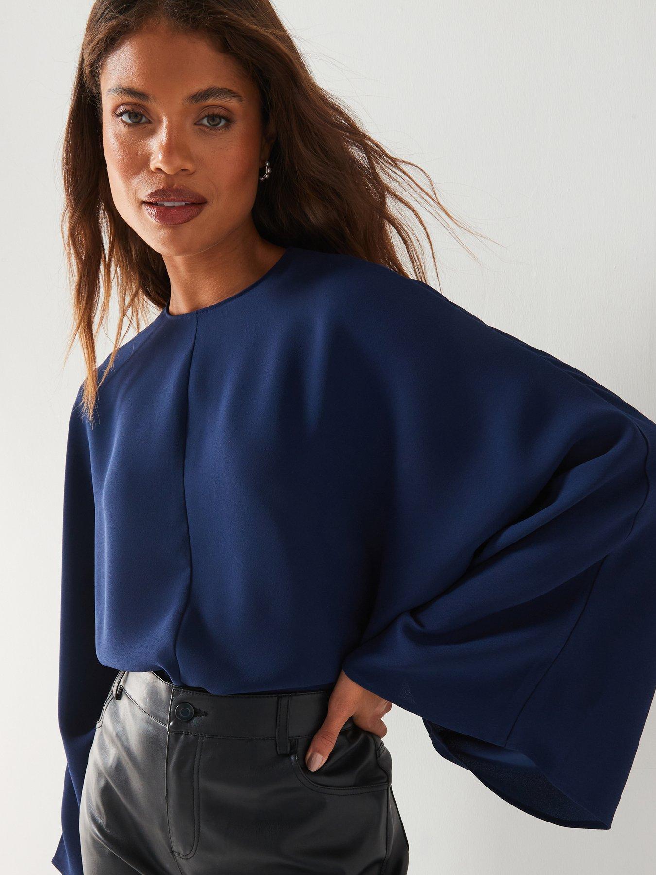 undefined Oversized Batwing Blouse - Navy