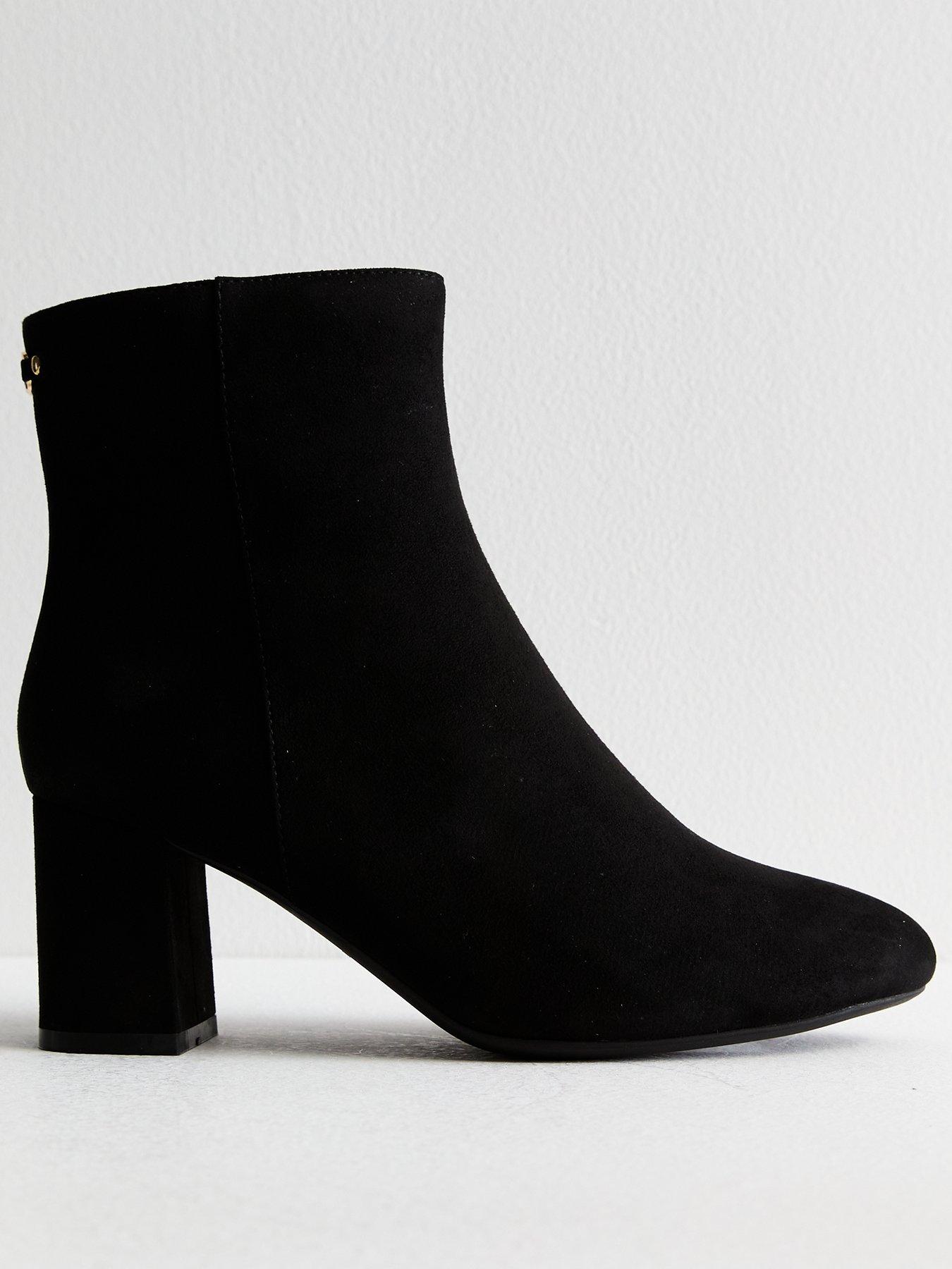 New Look Black Suede Effect Block Heel Ankle Boots Very