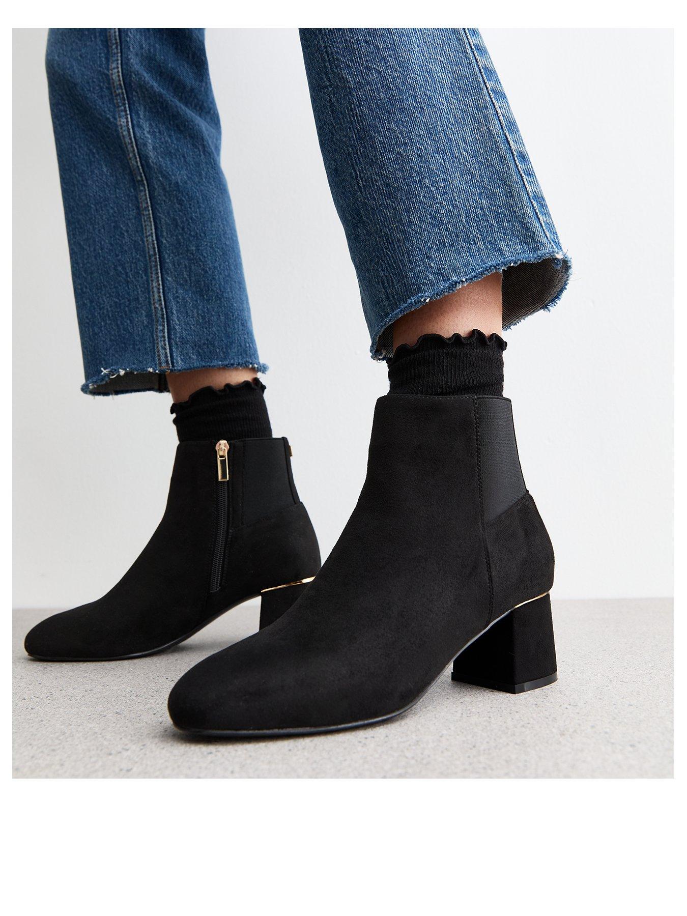 New Look Wide Fit Black Suedette Ankle Boots Very