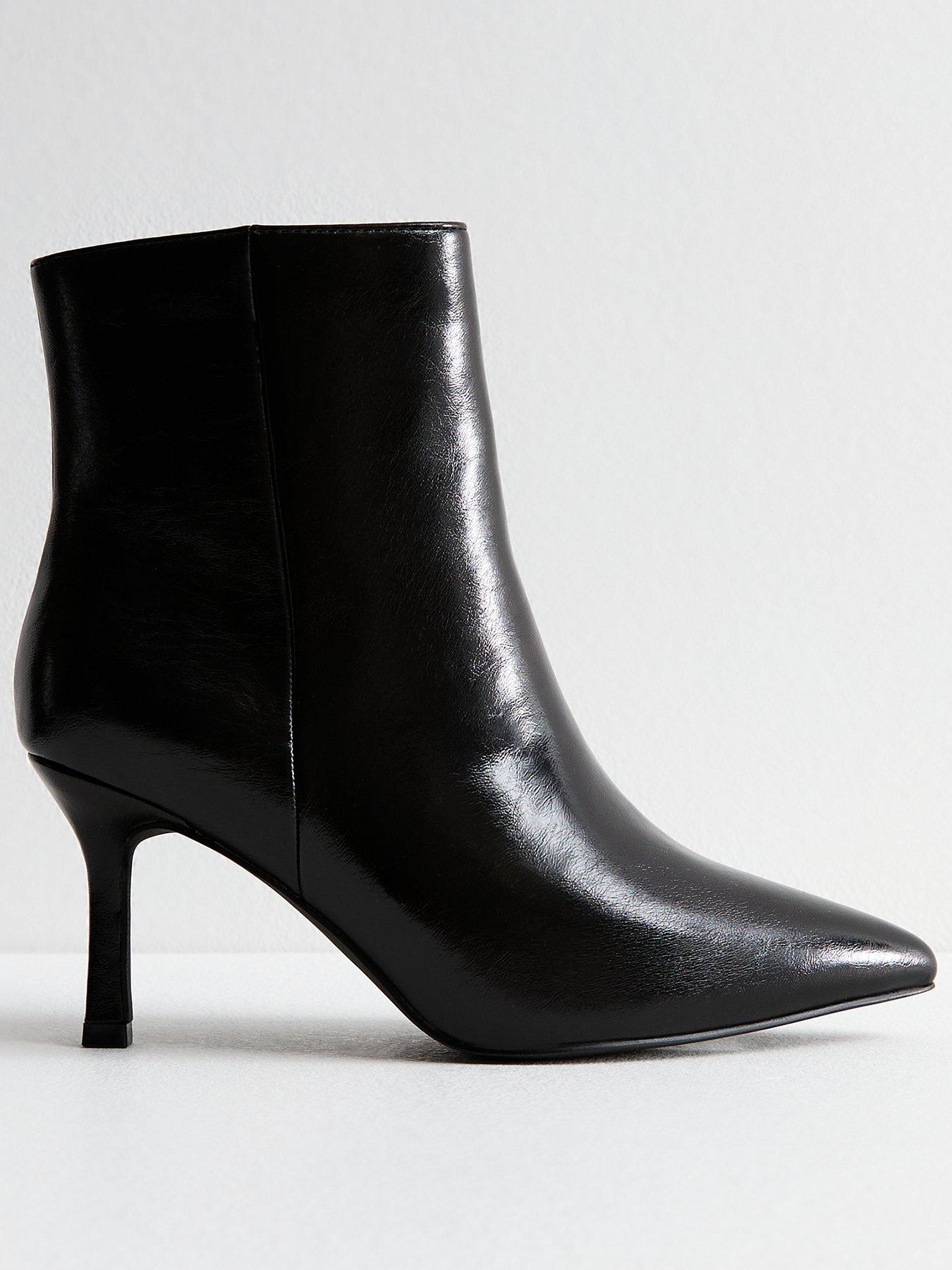 Wide Fit Point Toe Ankle Boots Black