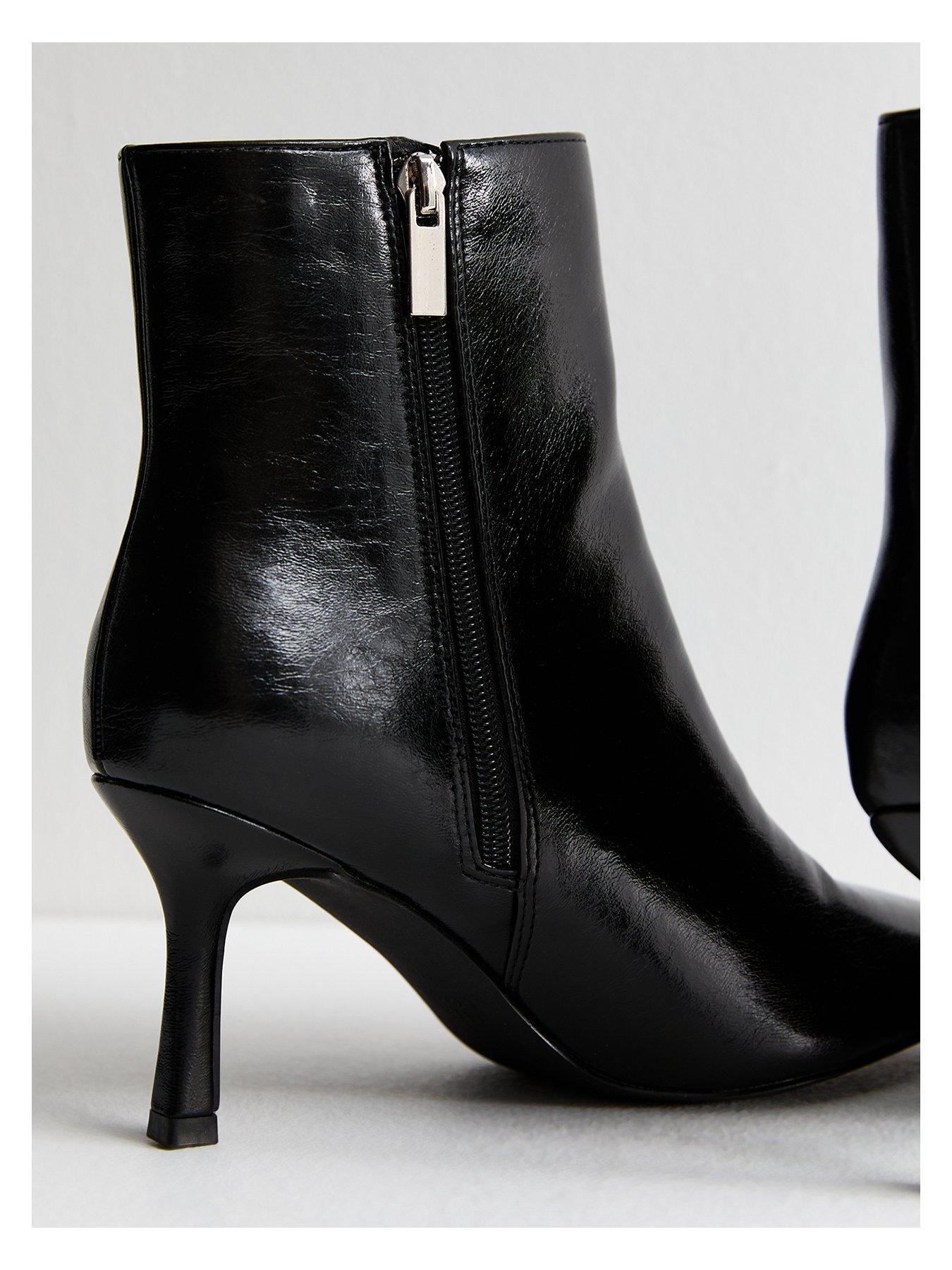 Wide Fit Point Toe Ankle Boots Black