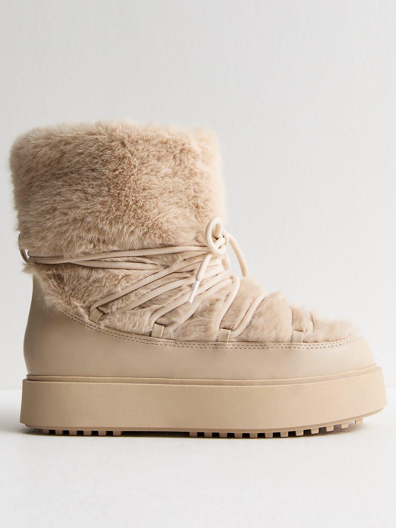 Cream fur boots on sale