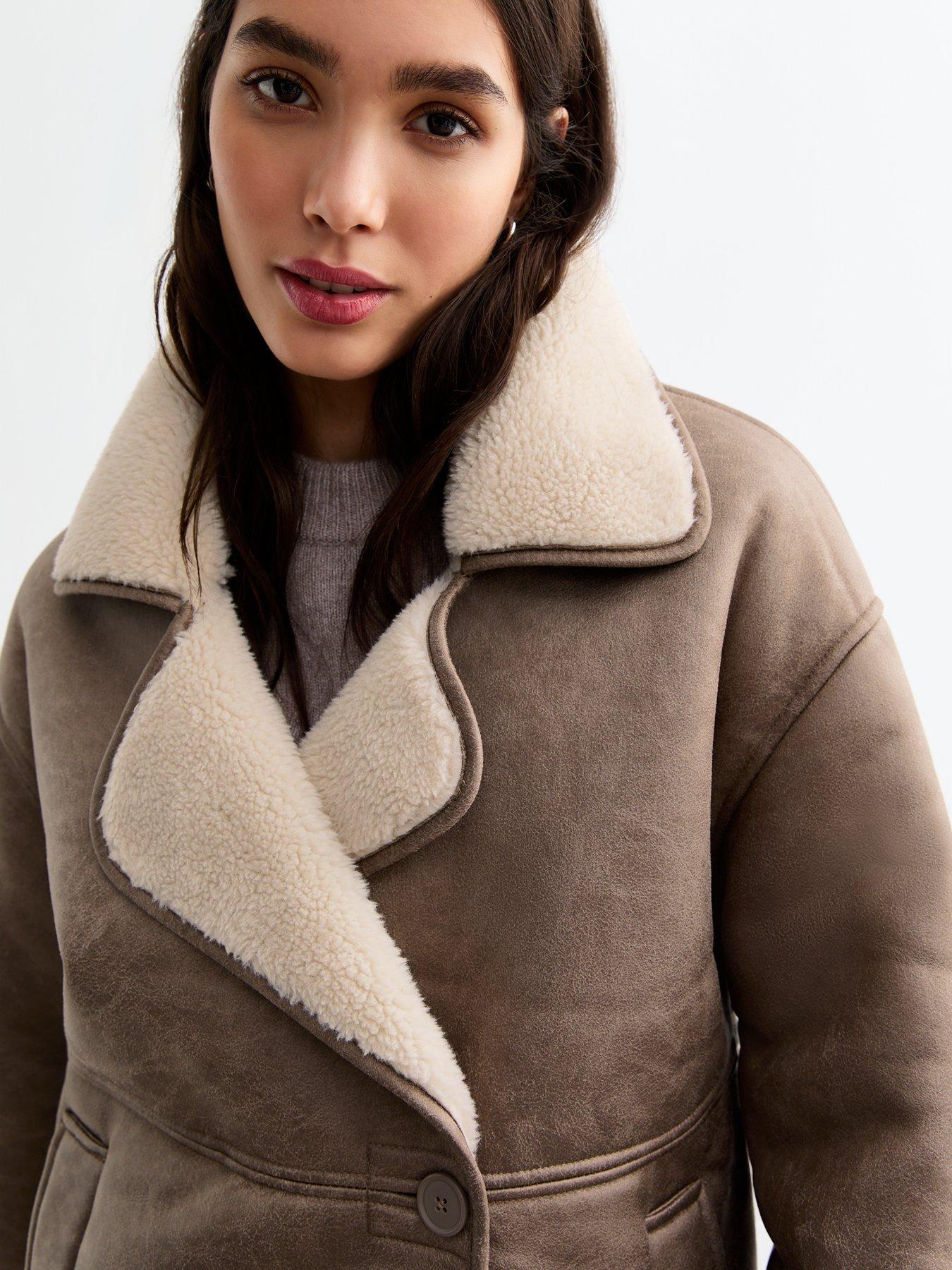 New look shearling coat hotsell