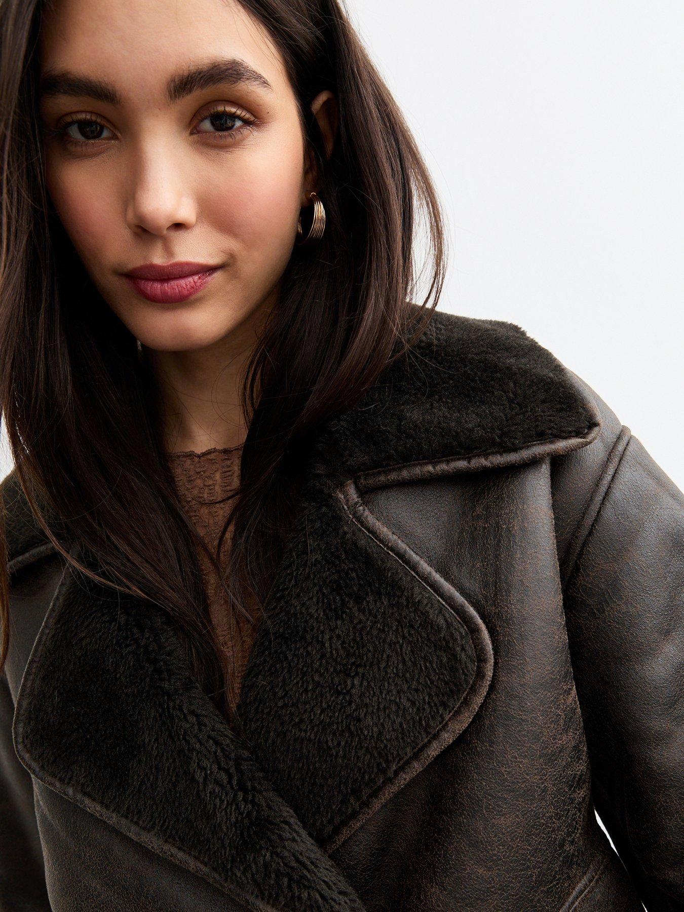 New look shearling jacket best sale