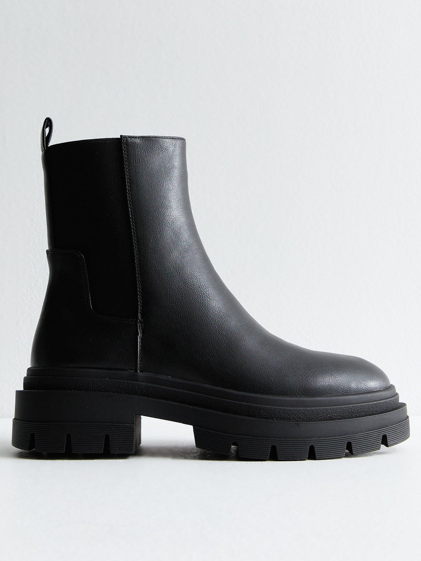 New Look Black Leather look Chunky Chelsea Boots Very