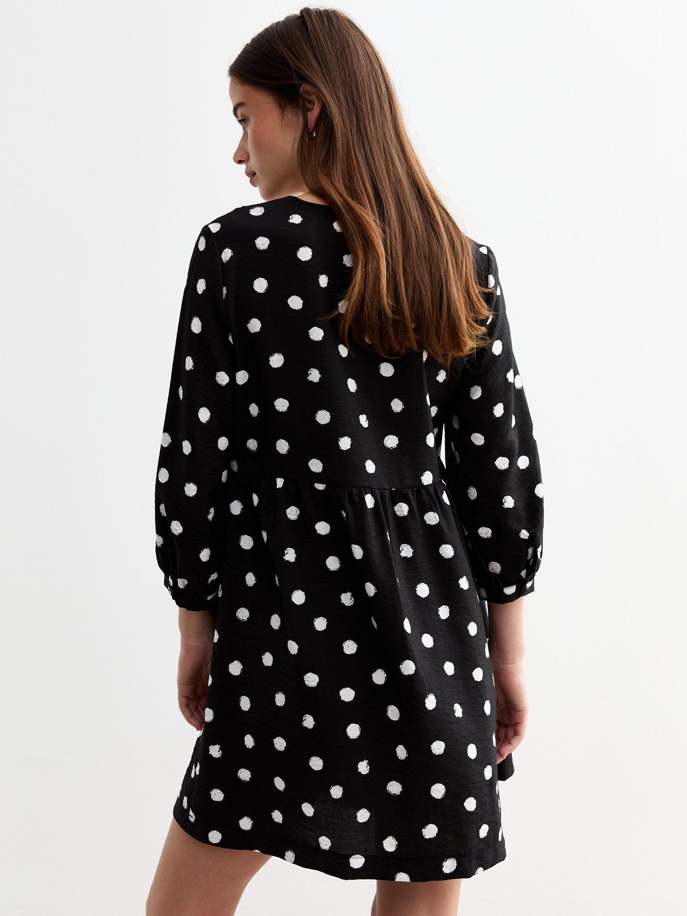 Polka dot smock dress deals