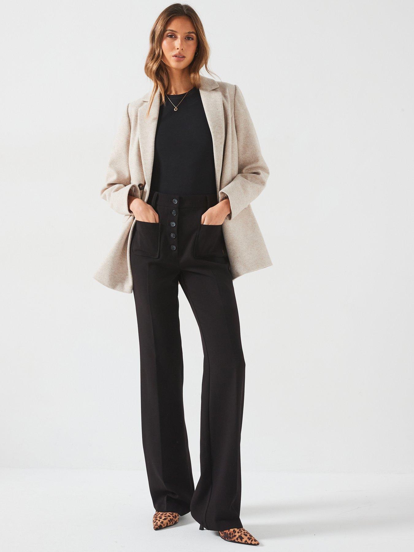 Image 3 of 6 of V by Very Button Front Kickflare Trouser - Black