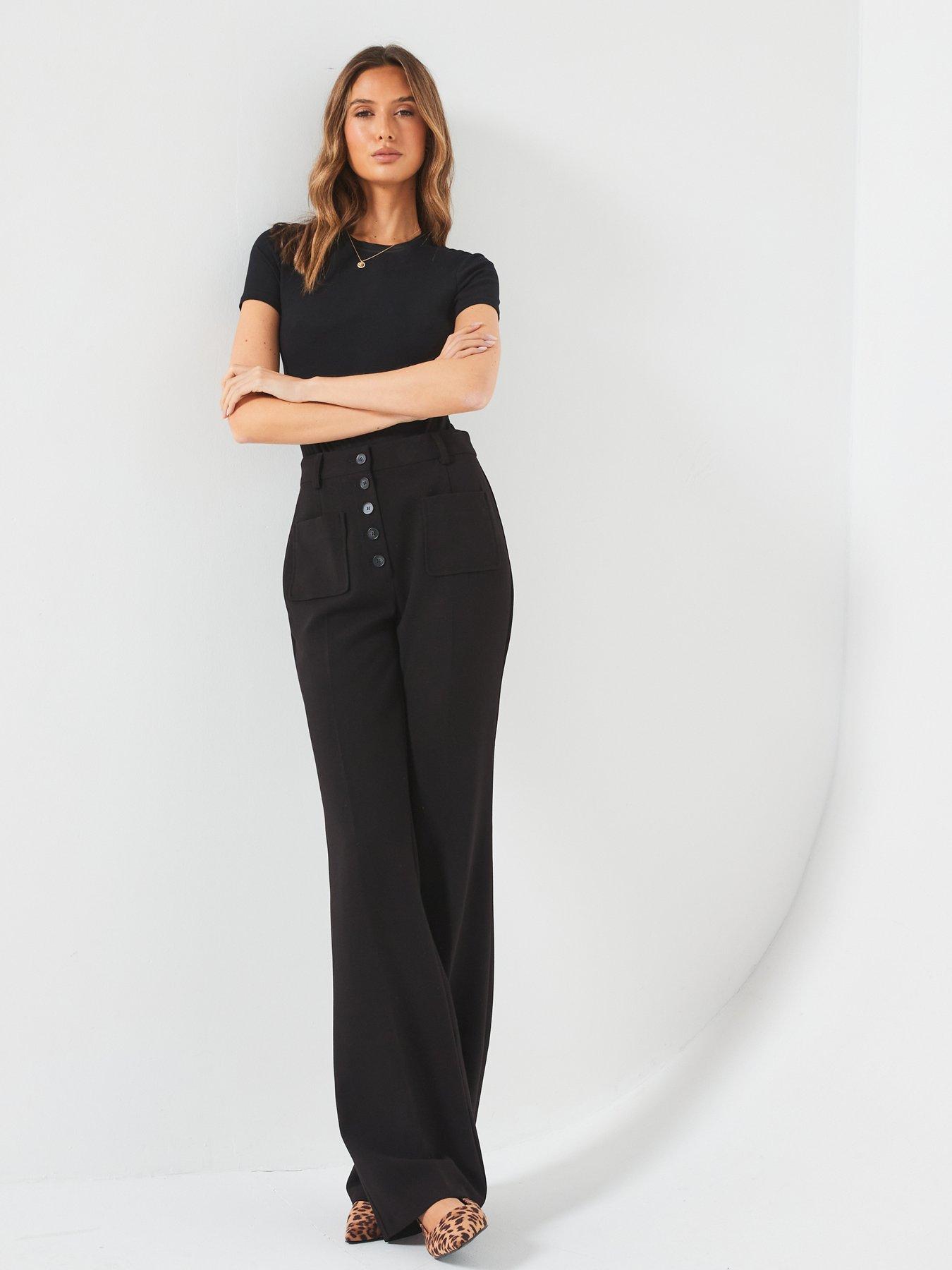 Image 5 of 6 of V by Very Button Front Kickflare Trouser - Black