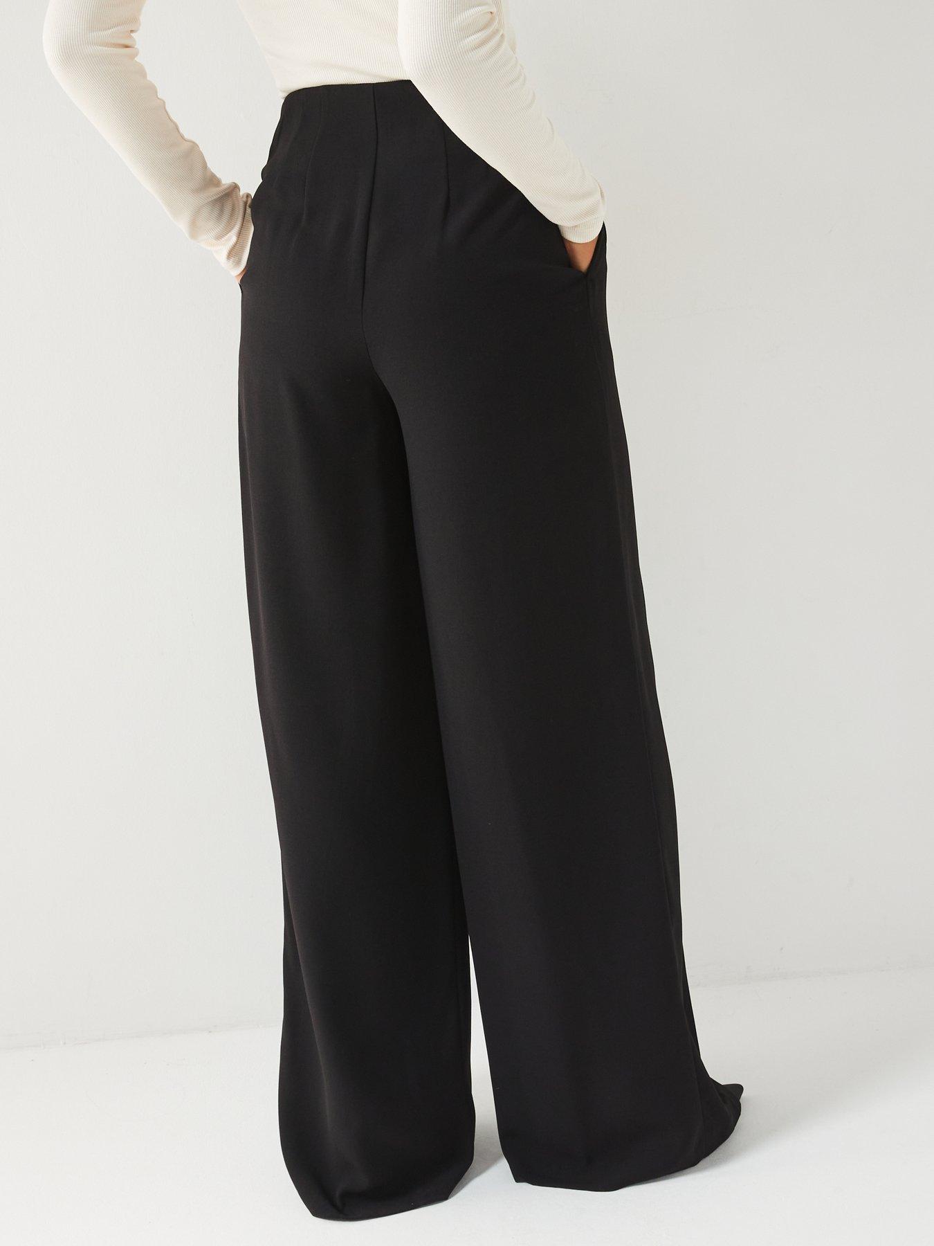 Image 2 of 6 of V by Very Pleated Drape Wide Leg Trouser - Black