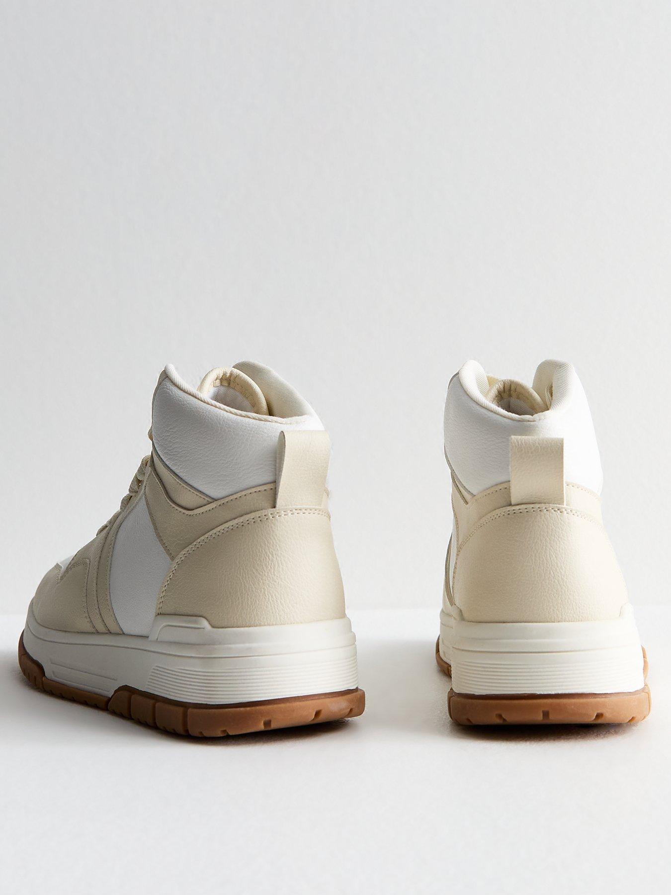 Image 2 of 4 of New Look Faux Leather High Top Trainers - White