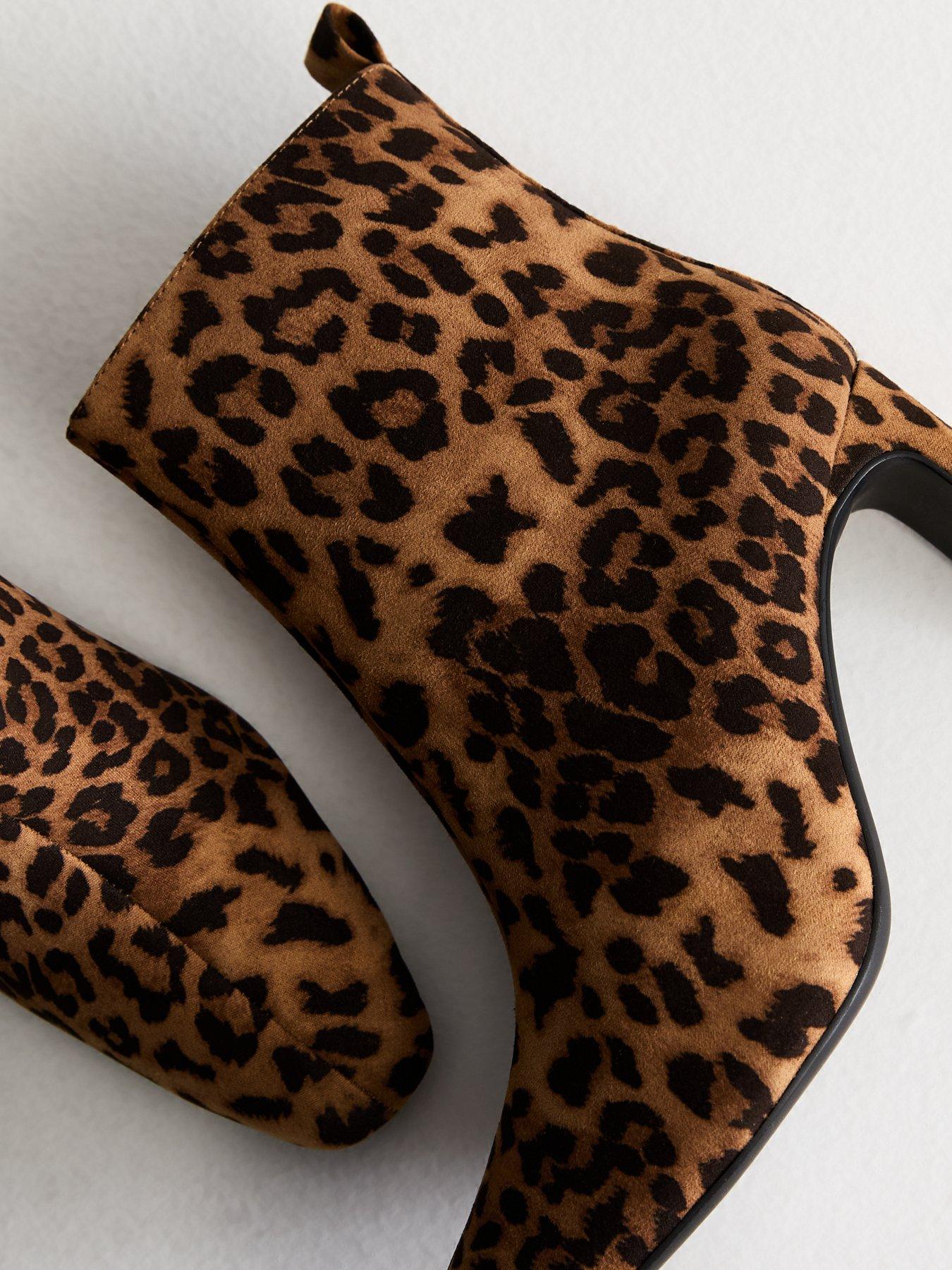 New Look Stone Animal Print Heel Ankle Boots Very