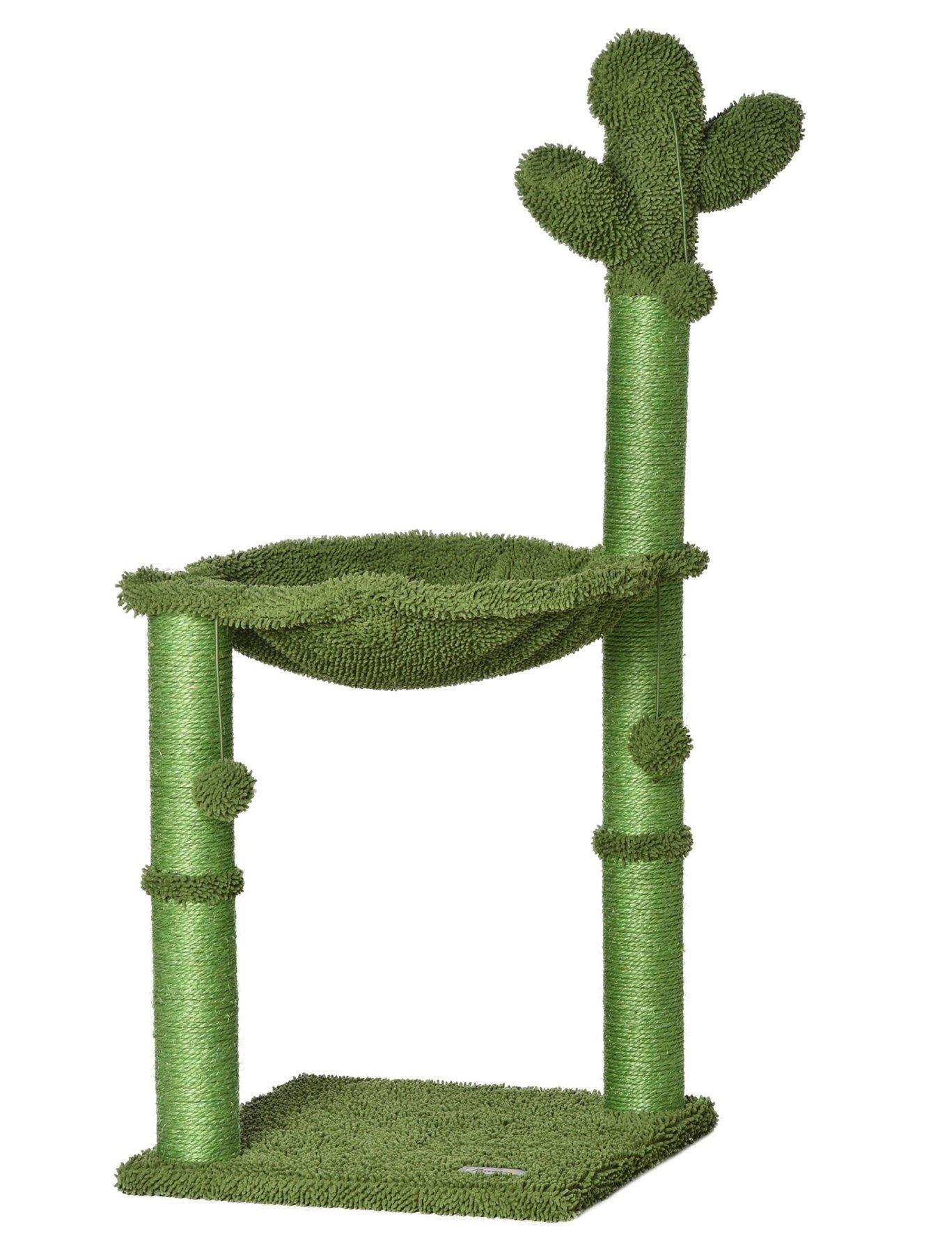 Image of PawHut Cactus Cat Tree Tower Sisal Scratching Post with Hammock (40 x 40 x 96cm)