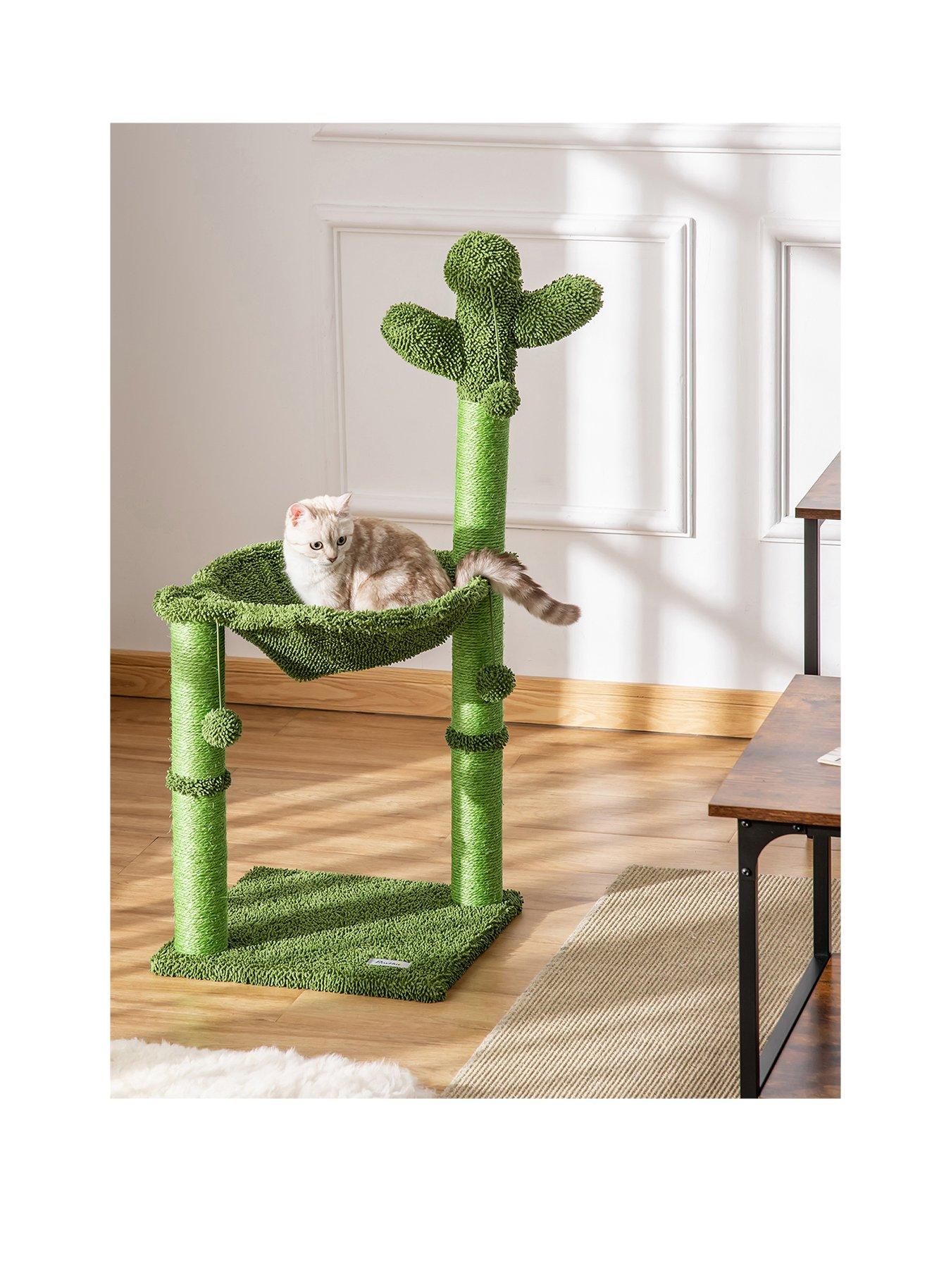 PawHut Cactus Cat Tree Tower Sisal Scratching Post with Hammock