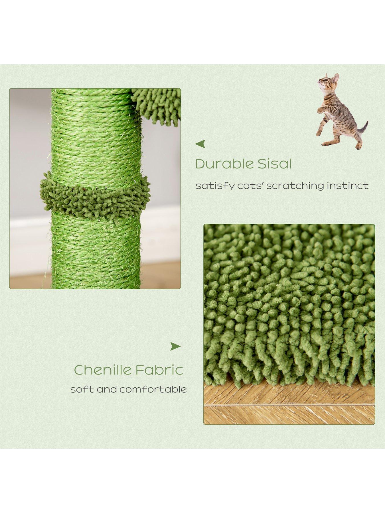 PawHut Cactus Cat Tree Tower Sisal Scratching Post with Hammock