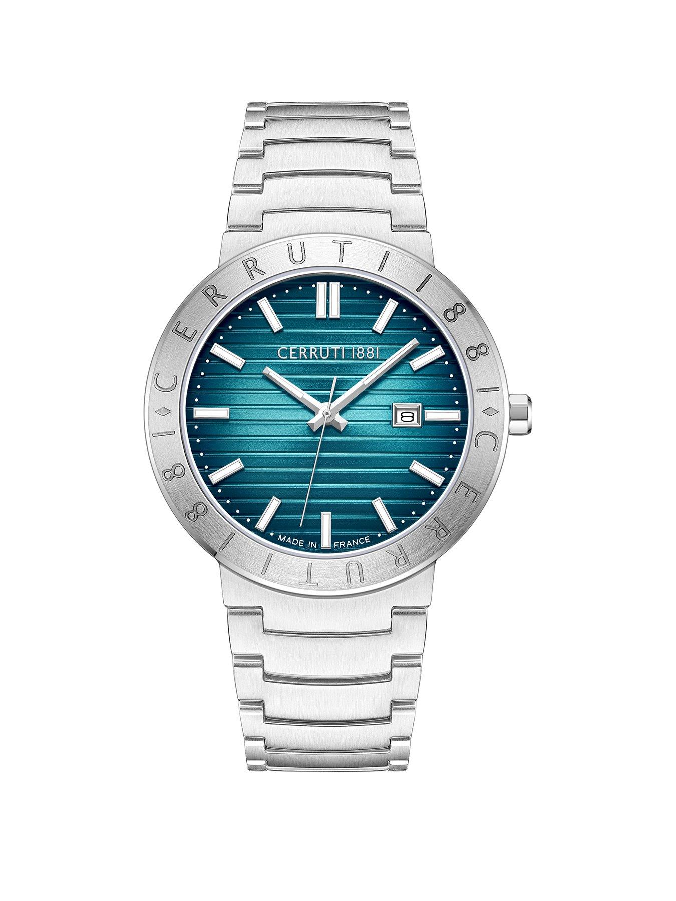 Product photograph of Cerruti Filiano Watch With Tiffany Blue Gradient Silver Indexes W Super Luminous Dial And Silver Stainless Steel Bracelet from very.co.uk