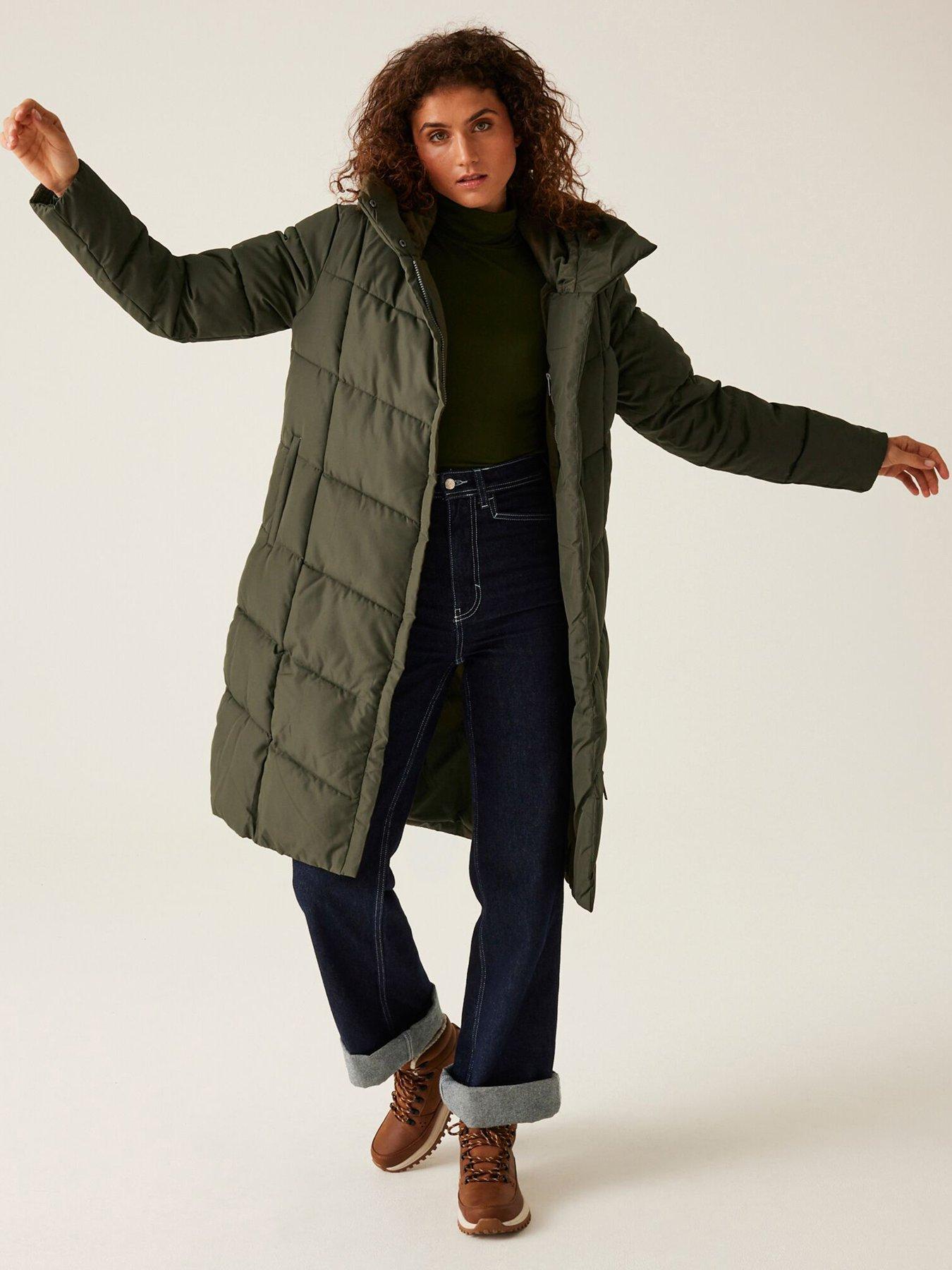 Ladies green padded coat best sale