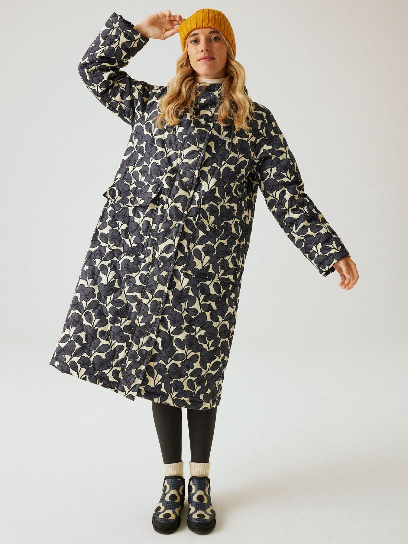 Image 1 of 6 of Regatta Womens Orla Kiely Long Quilt Baffled/Quilted Jacket-GREY