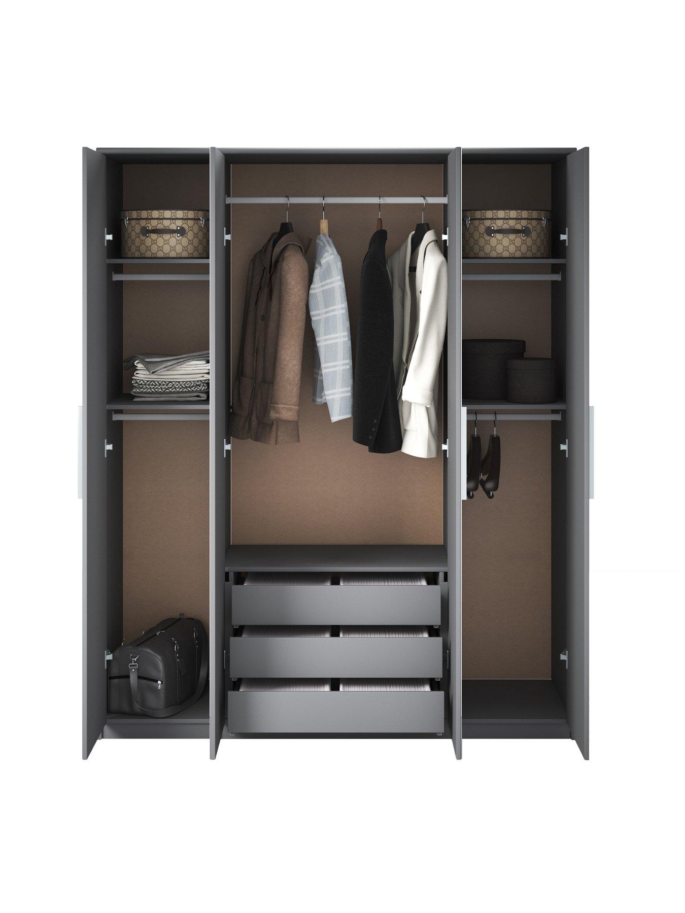 Image 4 of 7 of Very Home Prague Gloss 4 Door, 3 Drawer Wardrobe - FSC&reg; Certified