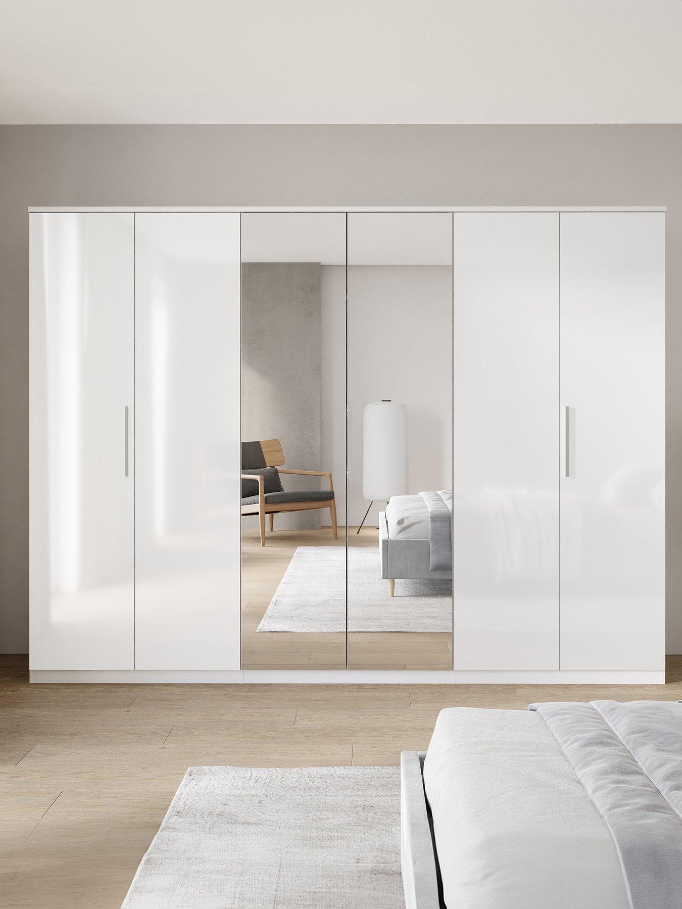 undefined Prague Gloss 6 Door Mirrored Wardrobe - FSC® Certified